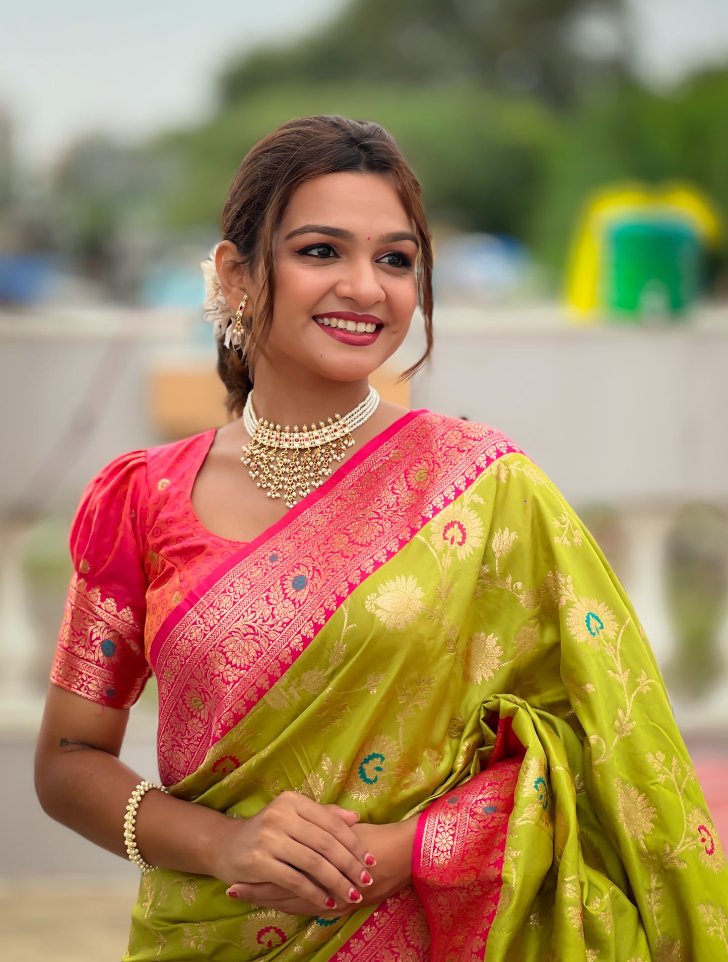 Minakari Green Wedding Special Saree