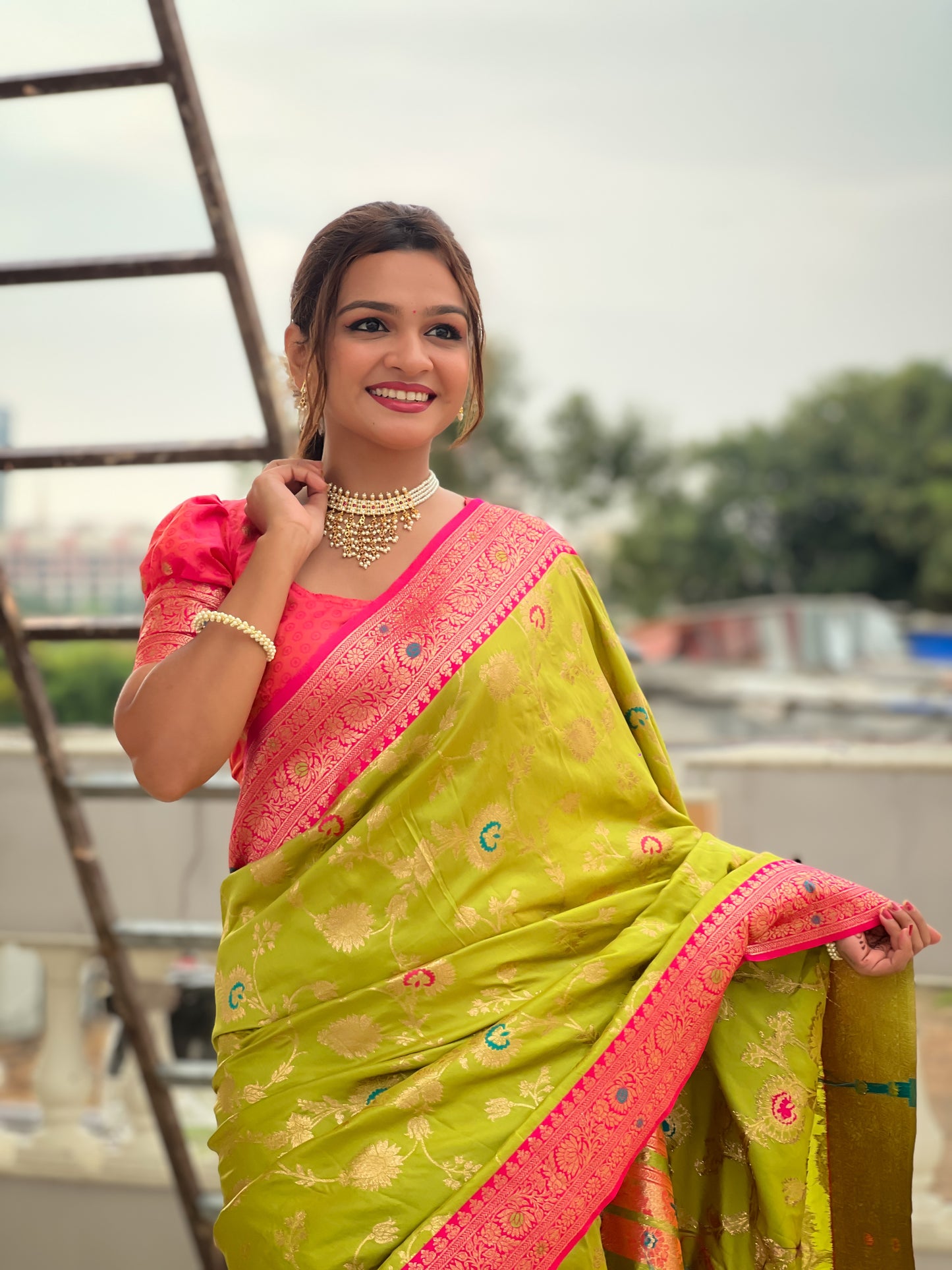 Minakari Green Wedding Special Saree