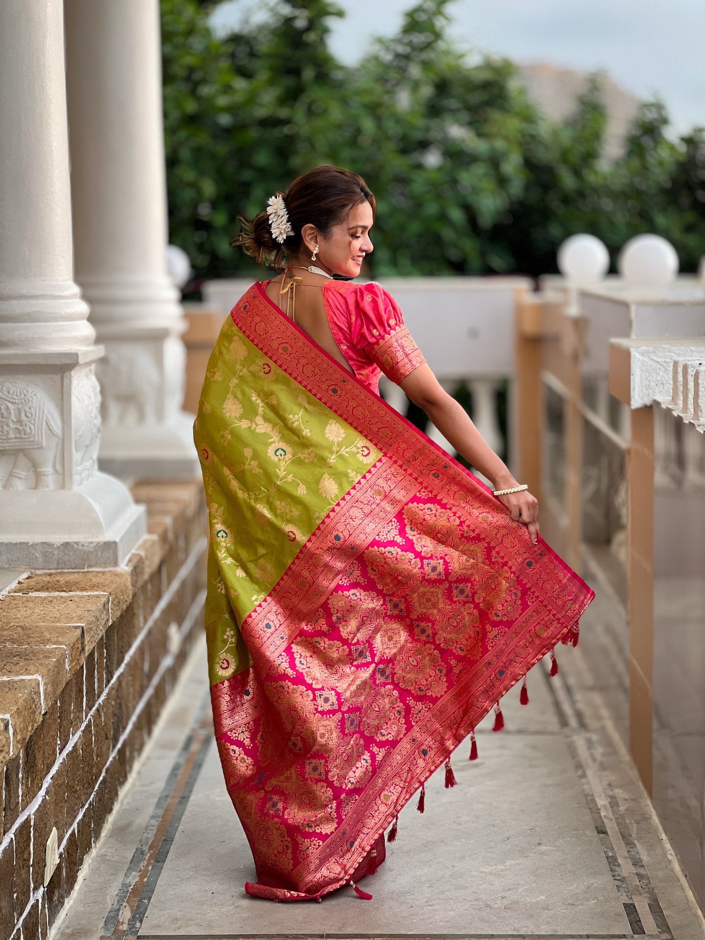 Minakari Green Wedding Special Saree