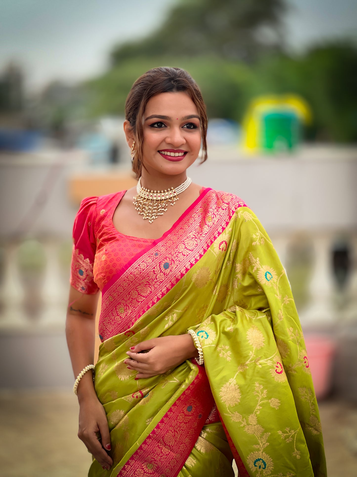 Minakari Green Wedding Special Saree