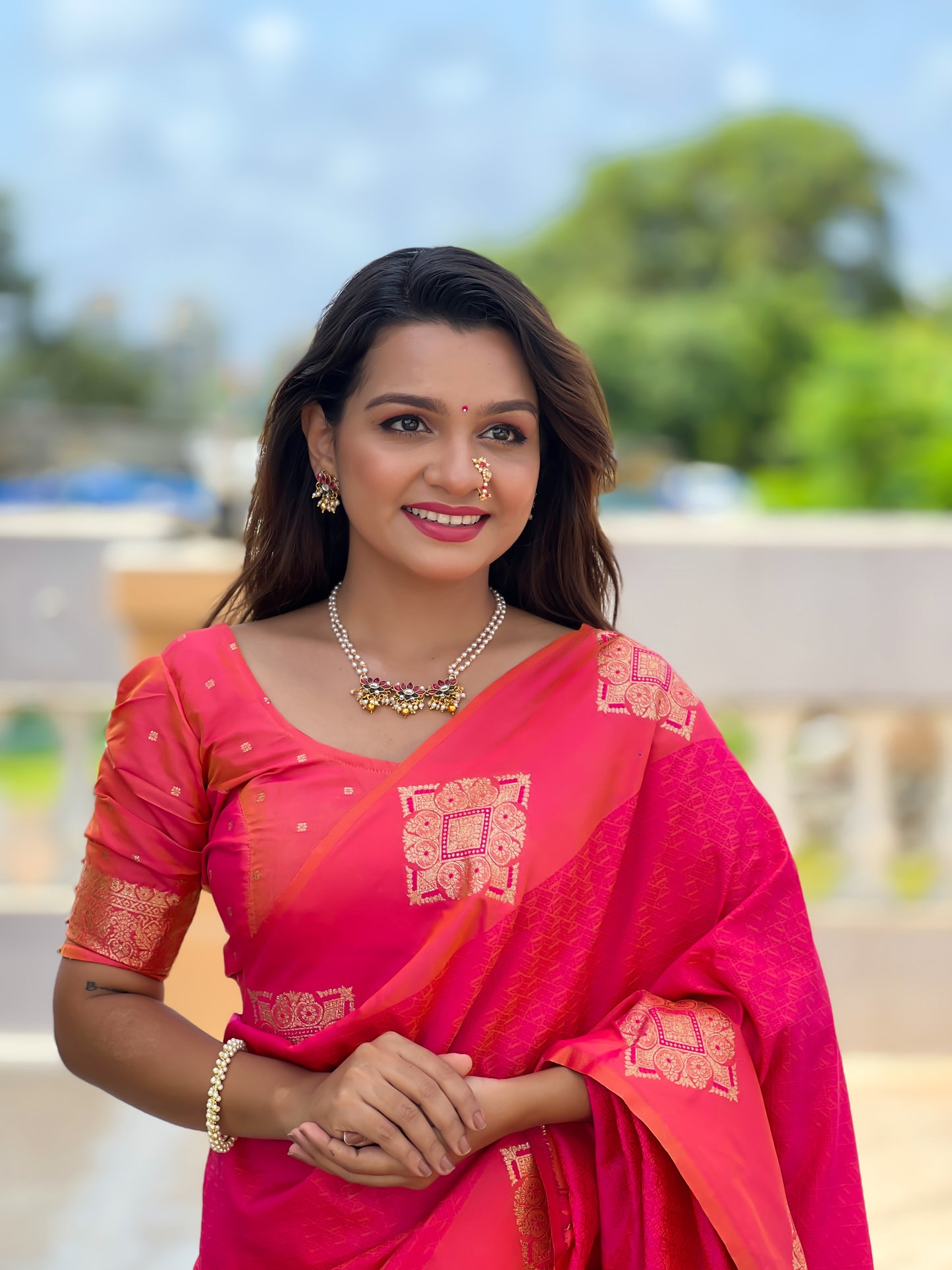Sonpari Silk Zari Weaving Border Saree