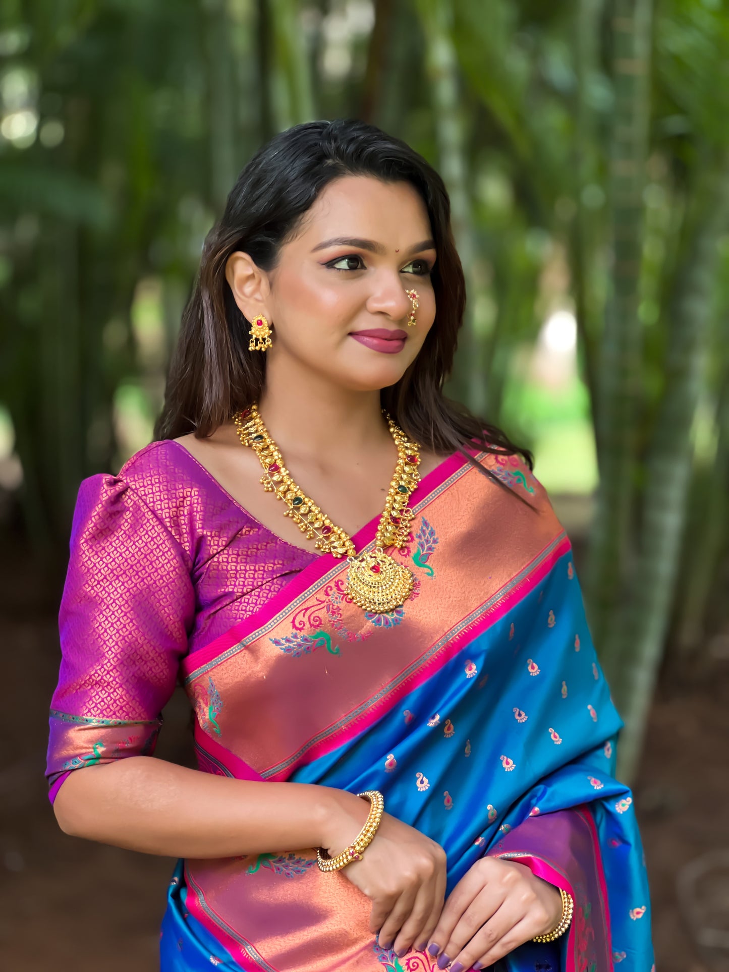 Soft Pethani Silk Saree With Zari Weaving & Minakari Motifs Design