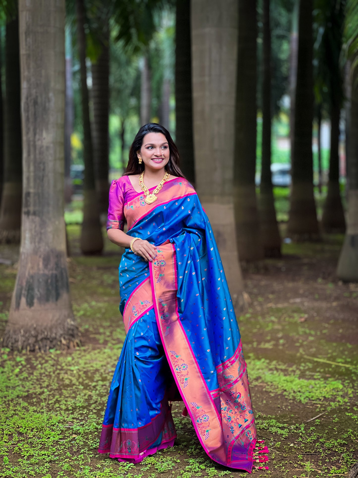Soft Pethani Silk Saree With Zari Weaving & Minakari Motifs Design