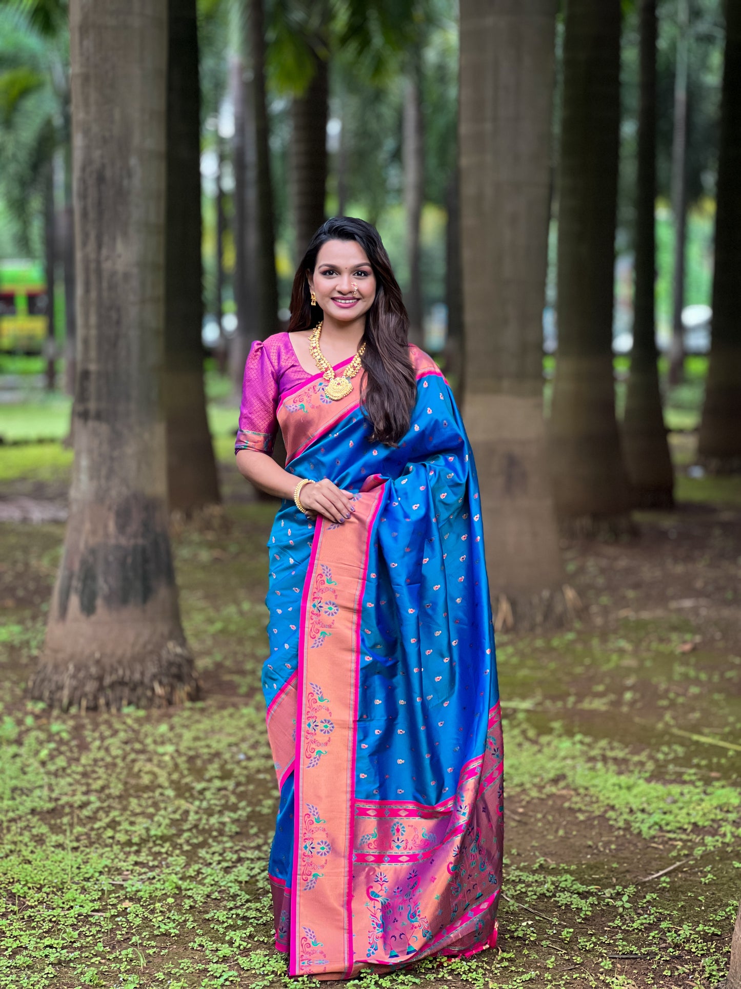 Soft Pethani Silk Saree With Zari Weaving & Minakari Motifs Design