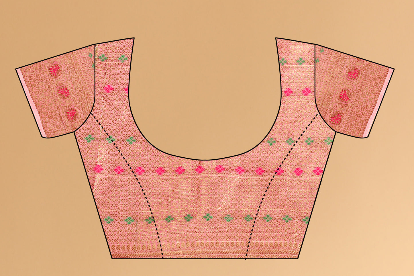 Pink Color Golden Zari Woven Work Exclusive Women's Soft Cotton Silk Saree with Unstiched Blouse Pieces.