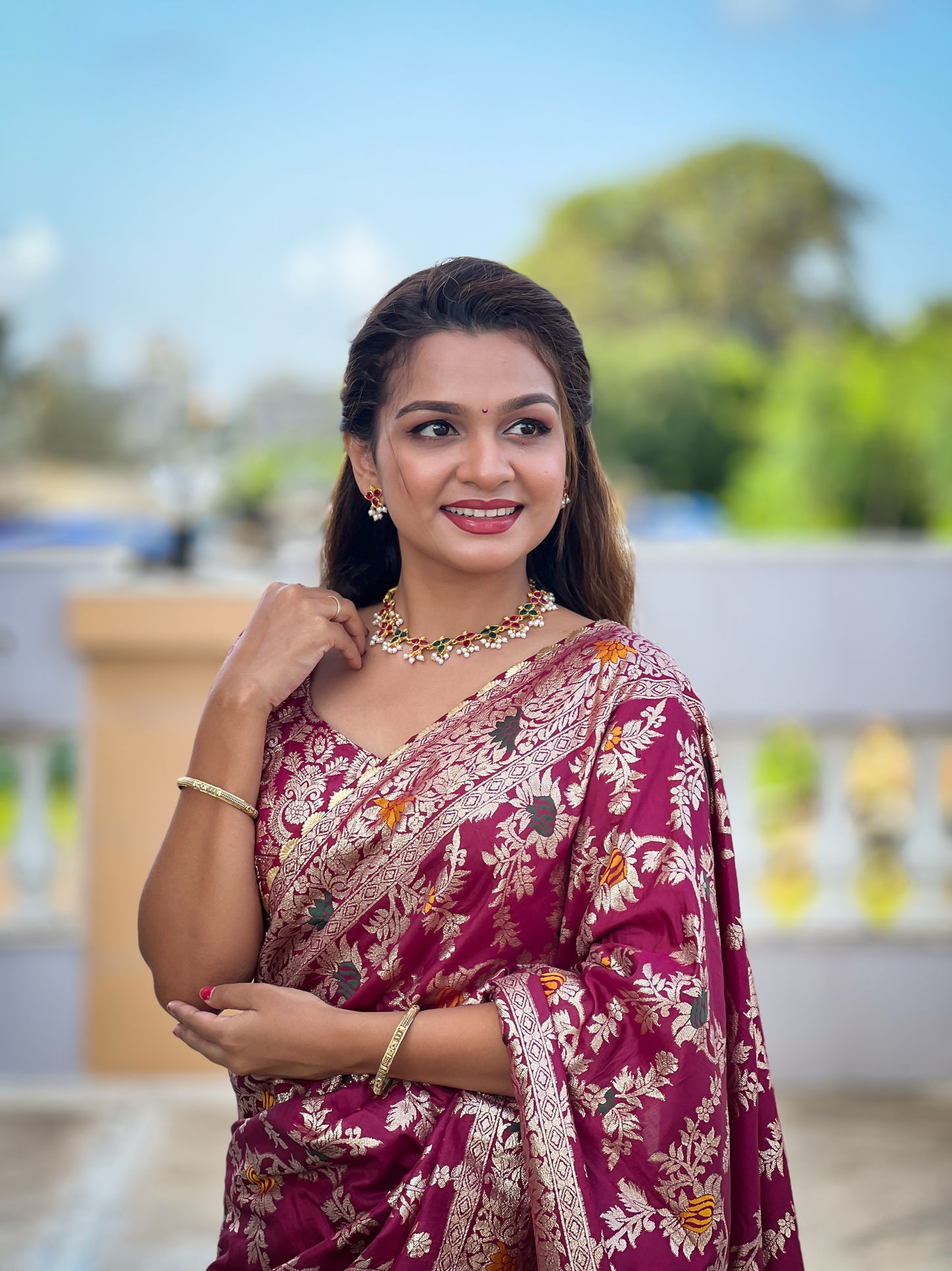 New Designer Jacquard Banarasi Silk Saree Maroon