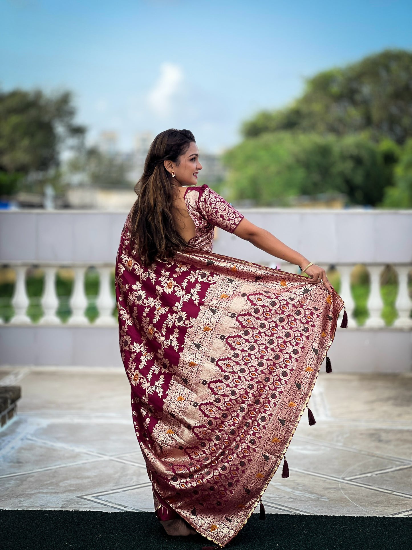 New Designer Jacquard Banarasi Silk Saree Maroon