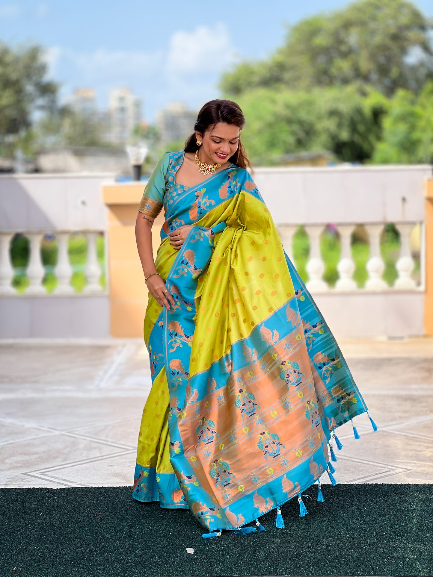 Exclusive Pure Silk Yellow Paithani Saree For Women