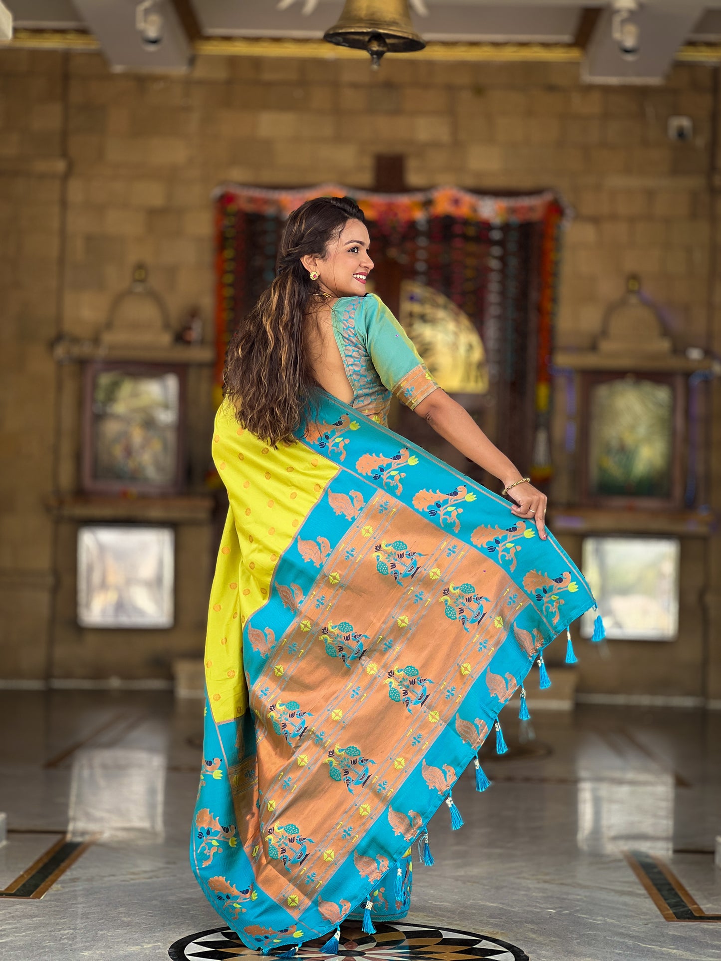 Exclusive Pure Silk Yellow Paithani Saree For Women