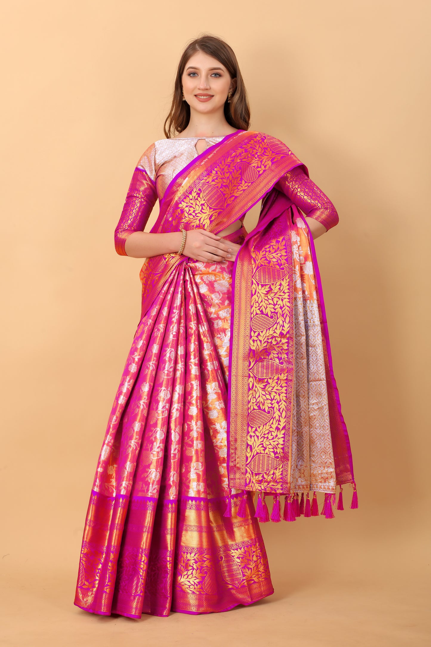 Soft Kanjivaram Silk Saree with Rich Jacquard Jari Work