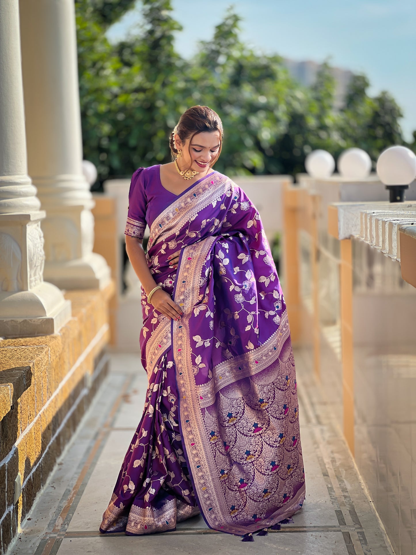 Soft Banarasi Silk Saree With Minakari Zari, Rich Pallu With Tassels