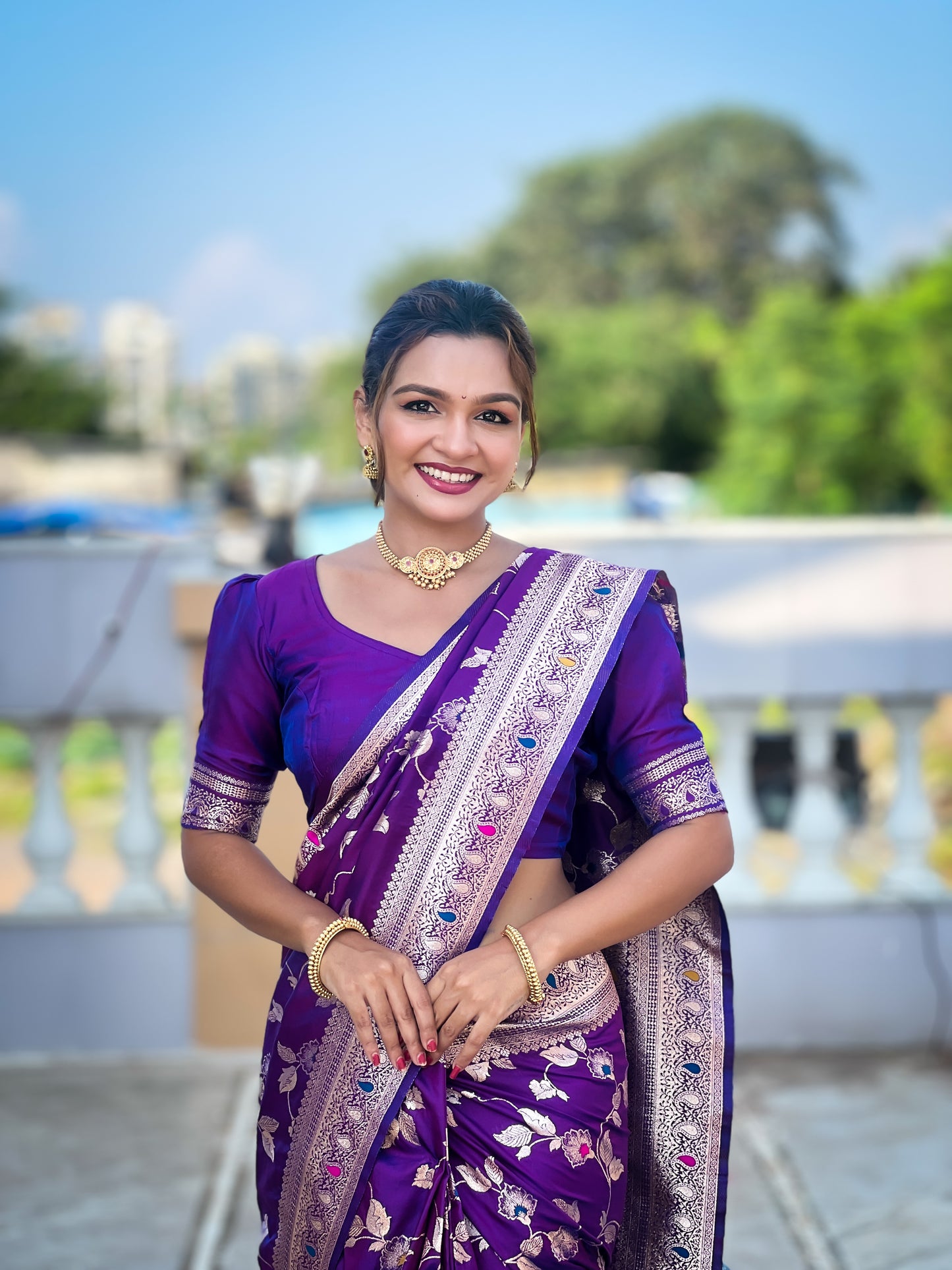 Soft Banarasi Silk Saree With Minakari Zari, Rich Pallu With Tassels
