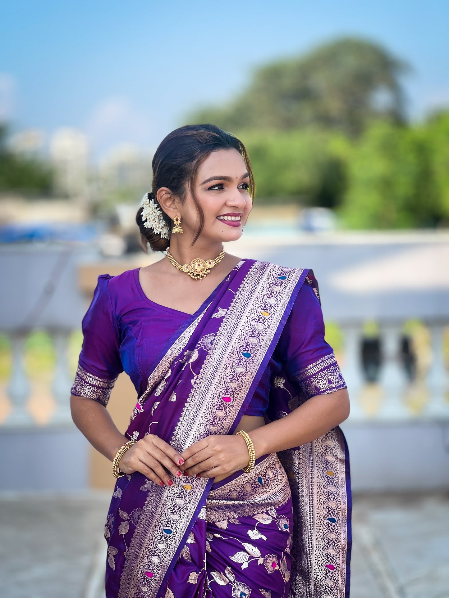 Soft Banarasi Silk Saree With Minakari Zari, Rich Pallu With Tassels