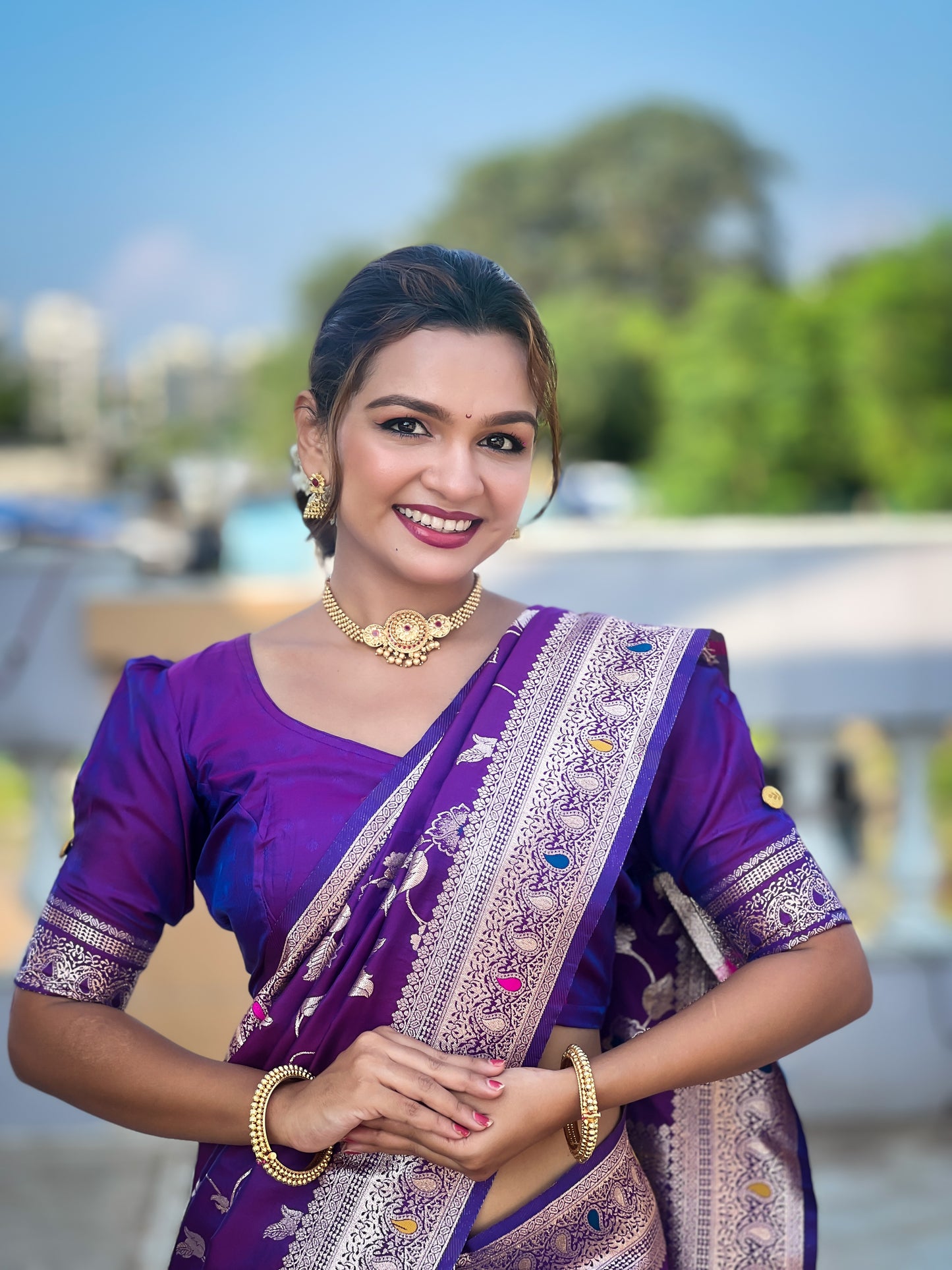 Soft Banarasi Silk Saree With Minakari Zari, Rich Pallu With Tassels