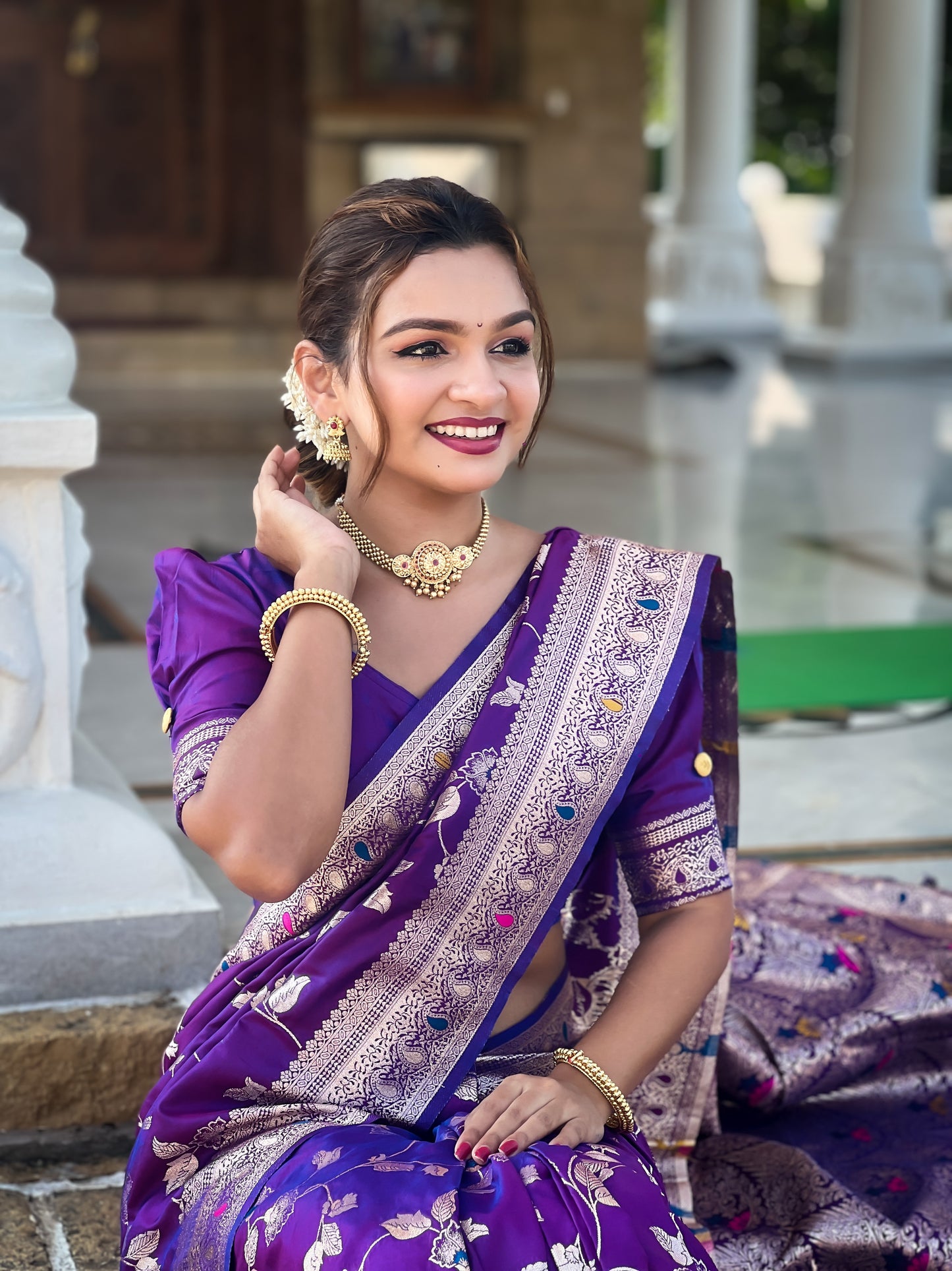 Soft Banarasi Silk Saree With Minakari Zari, Rich Pallu With Tassels