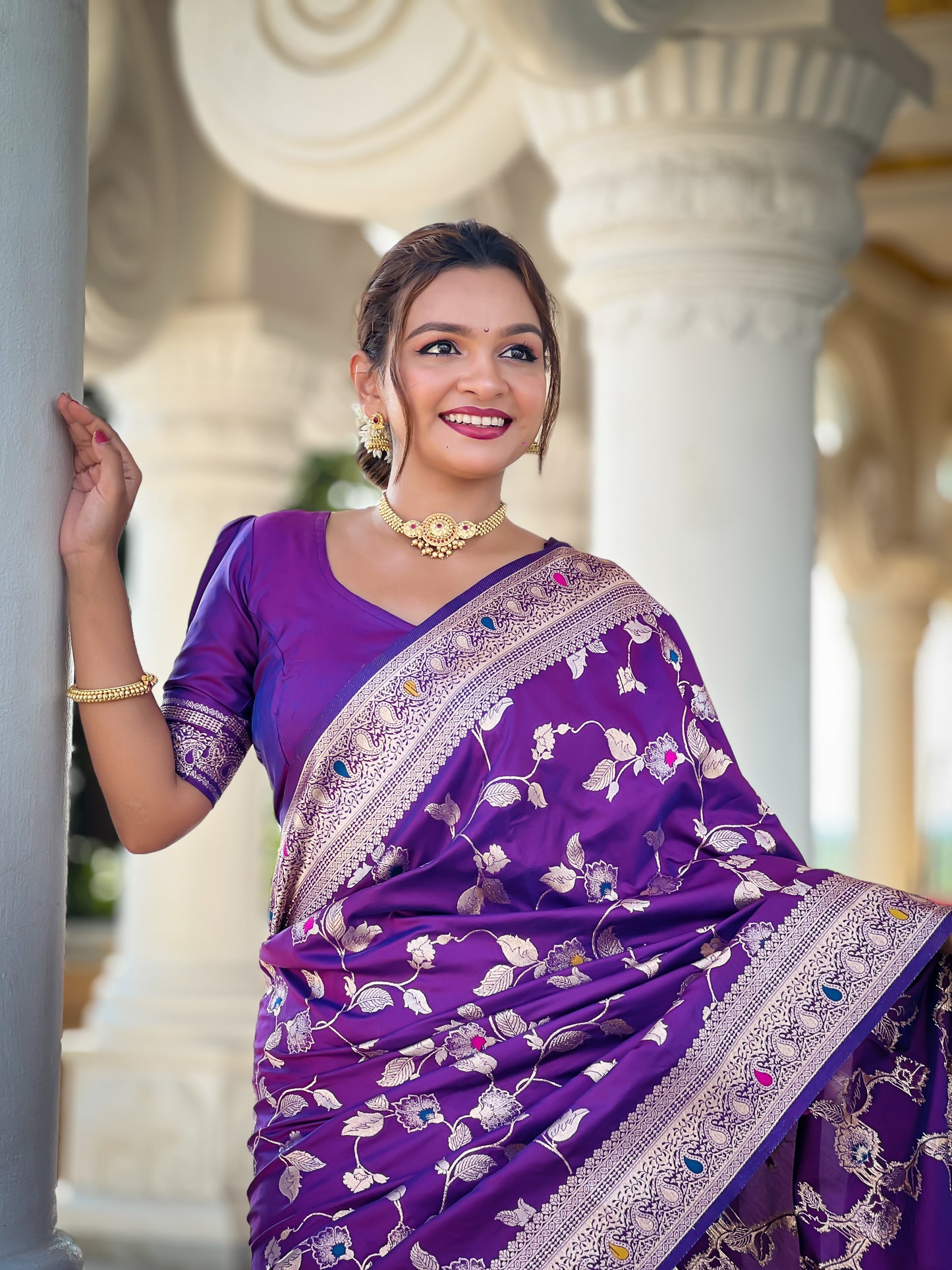 Soft Banarasi Silk Saree With Minakari Zari, Rich Pallu With Tassels