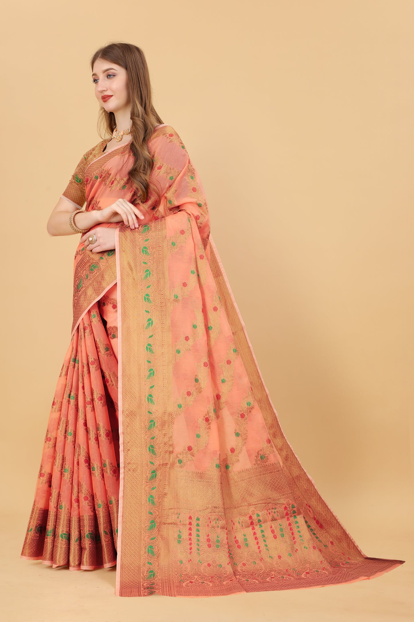 Soft cotton saree with zari weawing design and Rich Zari weawing Pallu with zari weawing border