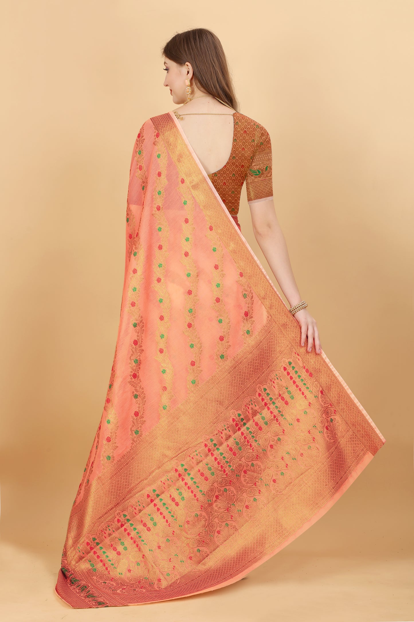 Soft cotton saree with zari weawing design and Rich Zari weawing Pallu with zari weawing border