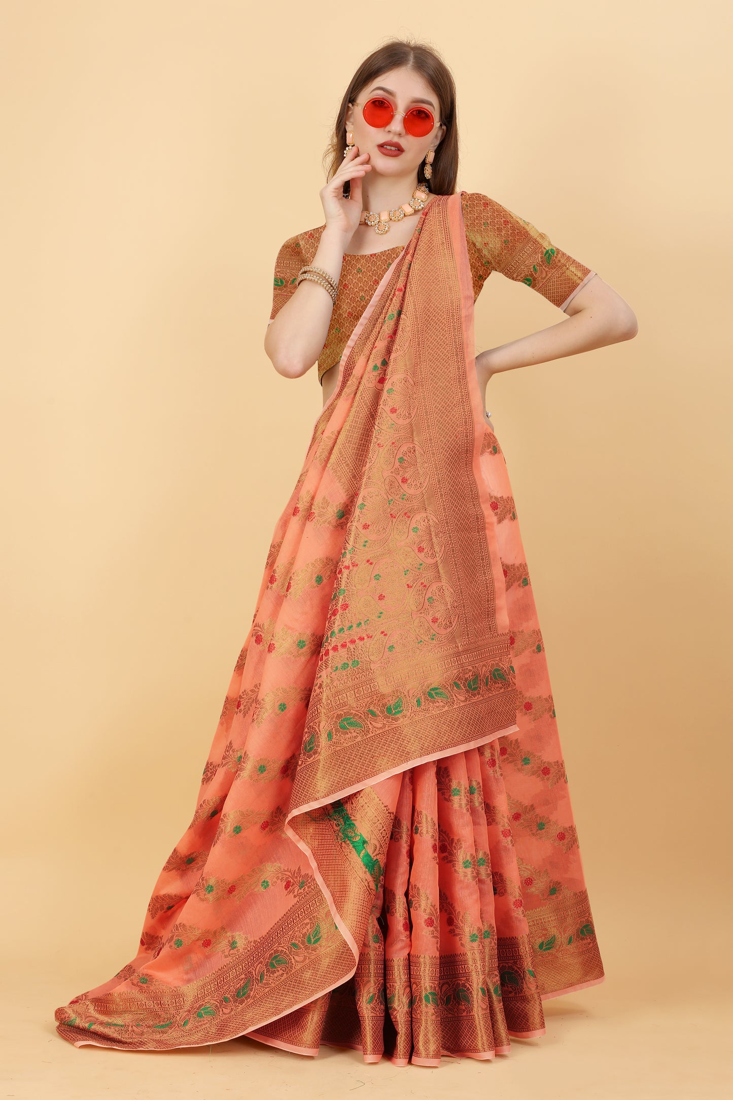 Soft cotton saree with zari weawing design and Rich Zari weawing Pallu with zari weawing border