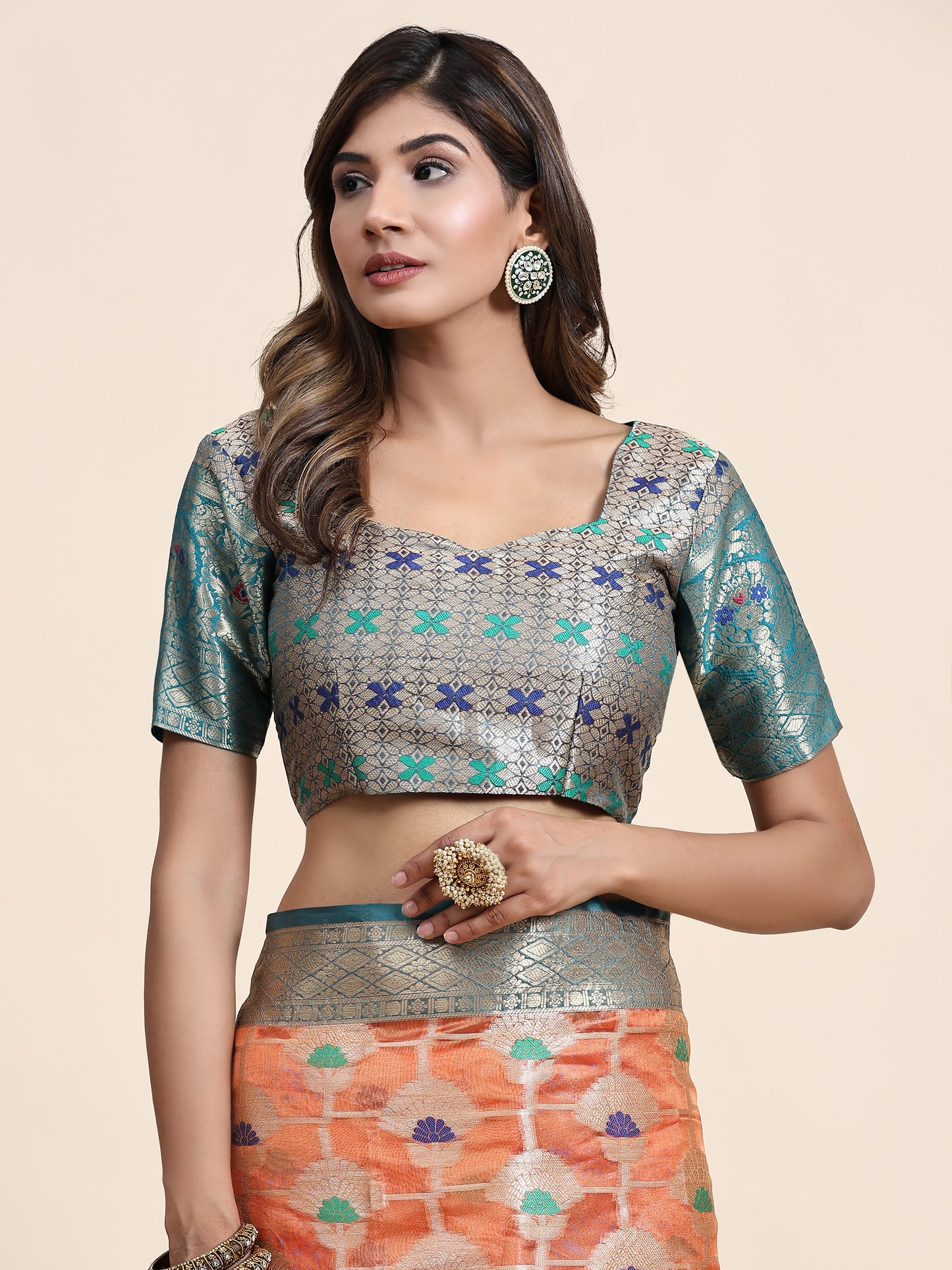 Soft Organza Silk saree with Meenakari weawing design and Rich Zari weawing Pallu with zari weawing border