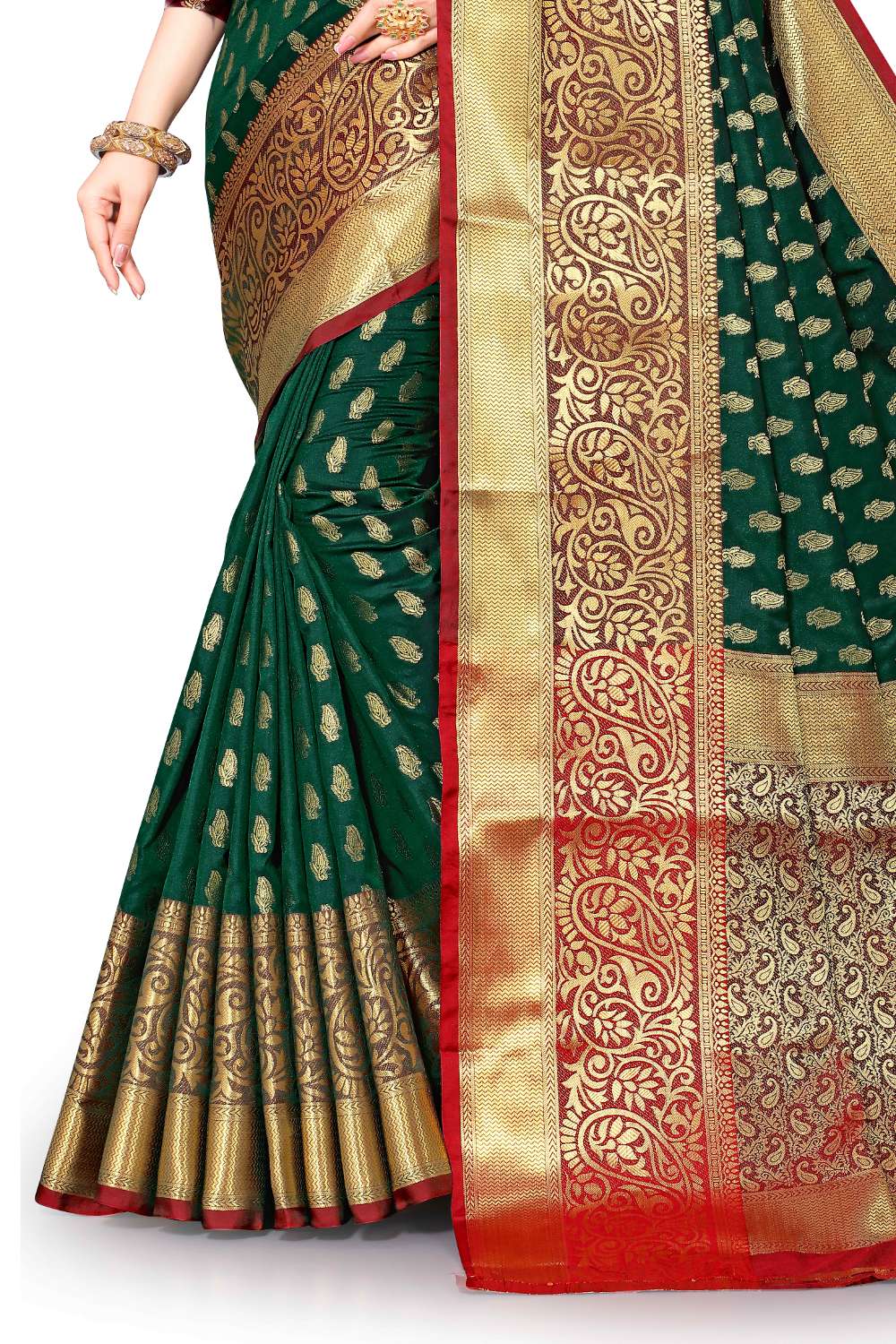 Women's Soft Lichi Silk Saree with Golden Zari Woven and Beautiful Rich Pallu Design & Jacquard Work Saree With Unstiched Blouse Piece.