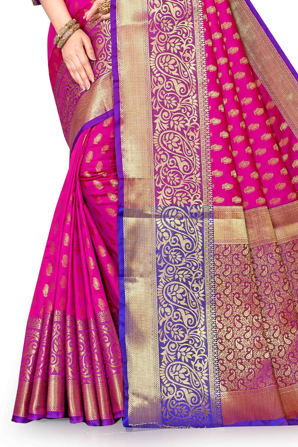 Women's Soft Lichi Silk Saree with Golden Zari Woven and Beautiful Rich Pallu Design & Jacquard Work Saree With Unstiched Blouse Piece.