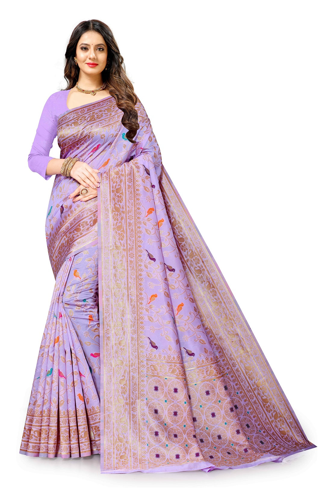 Women's Soft Lichi Silk Saree with Golden Zari Woven and Beautiful Rich Pallu Design & Jacquard Work Saree With Unstiched Blouse Piece.