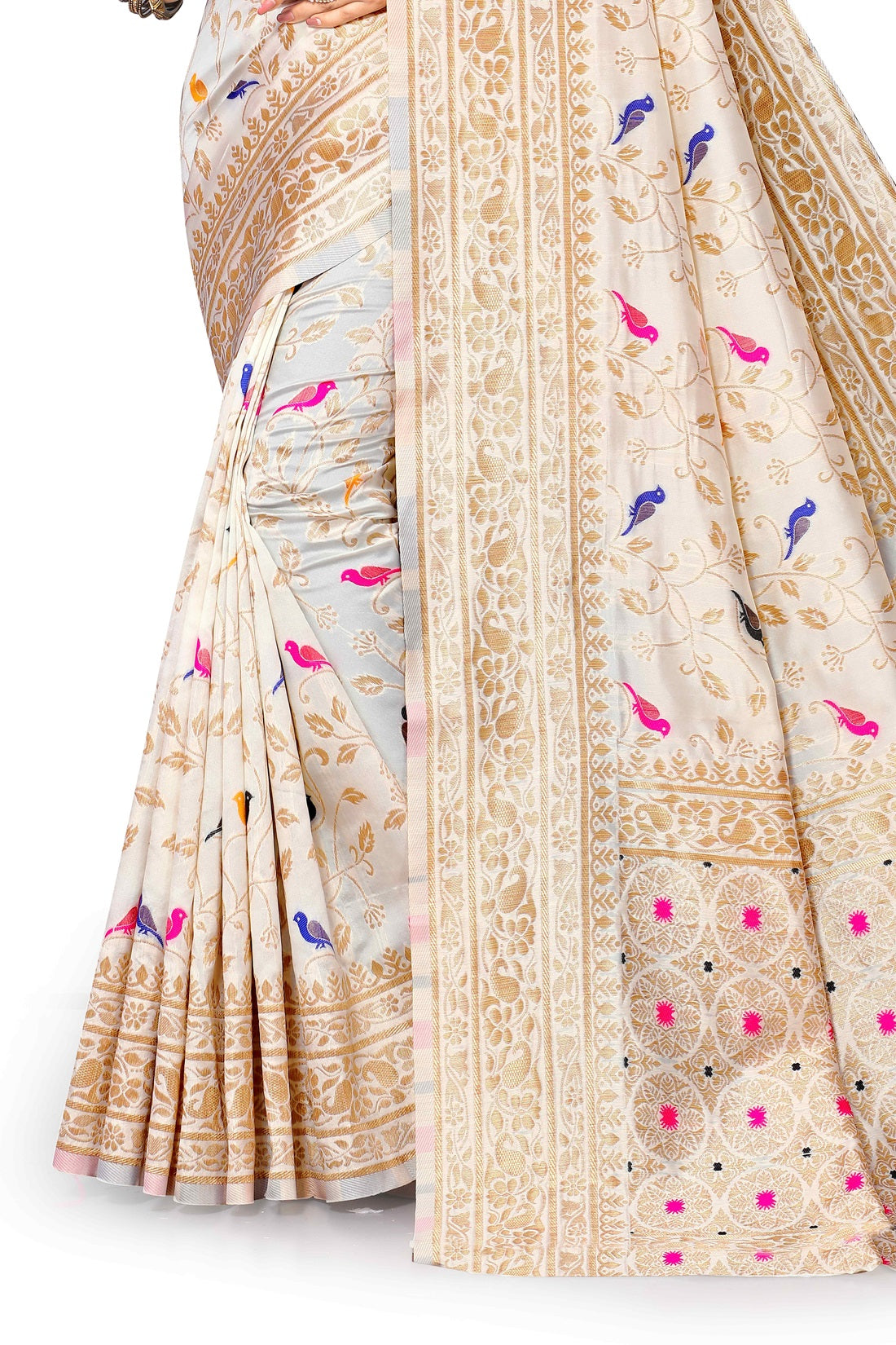 Women's Soft Lichi Silk Saree with Golden Zari Woven and Beautiful Rich Pallu Design & Jacquard Work Saree With Unstiched Blouse Piece.