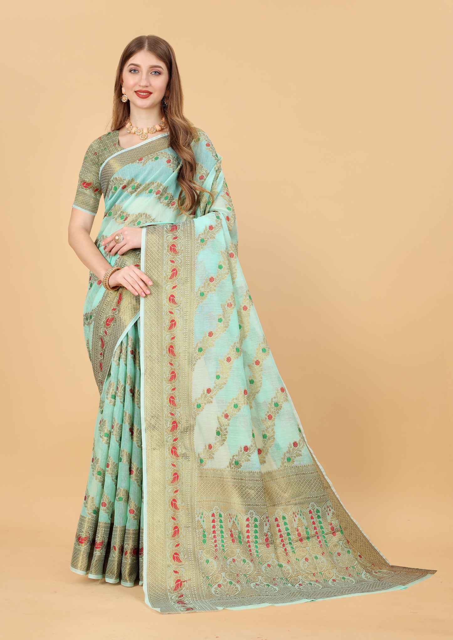 Soft cotton saree with zari weawing design and Rich Zari weawing Pallu with zari weawing border