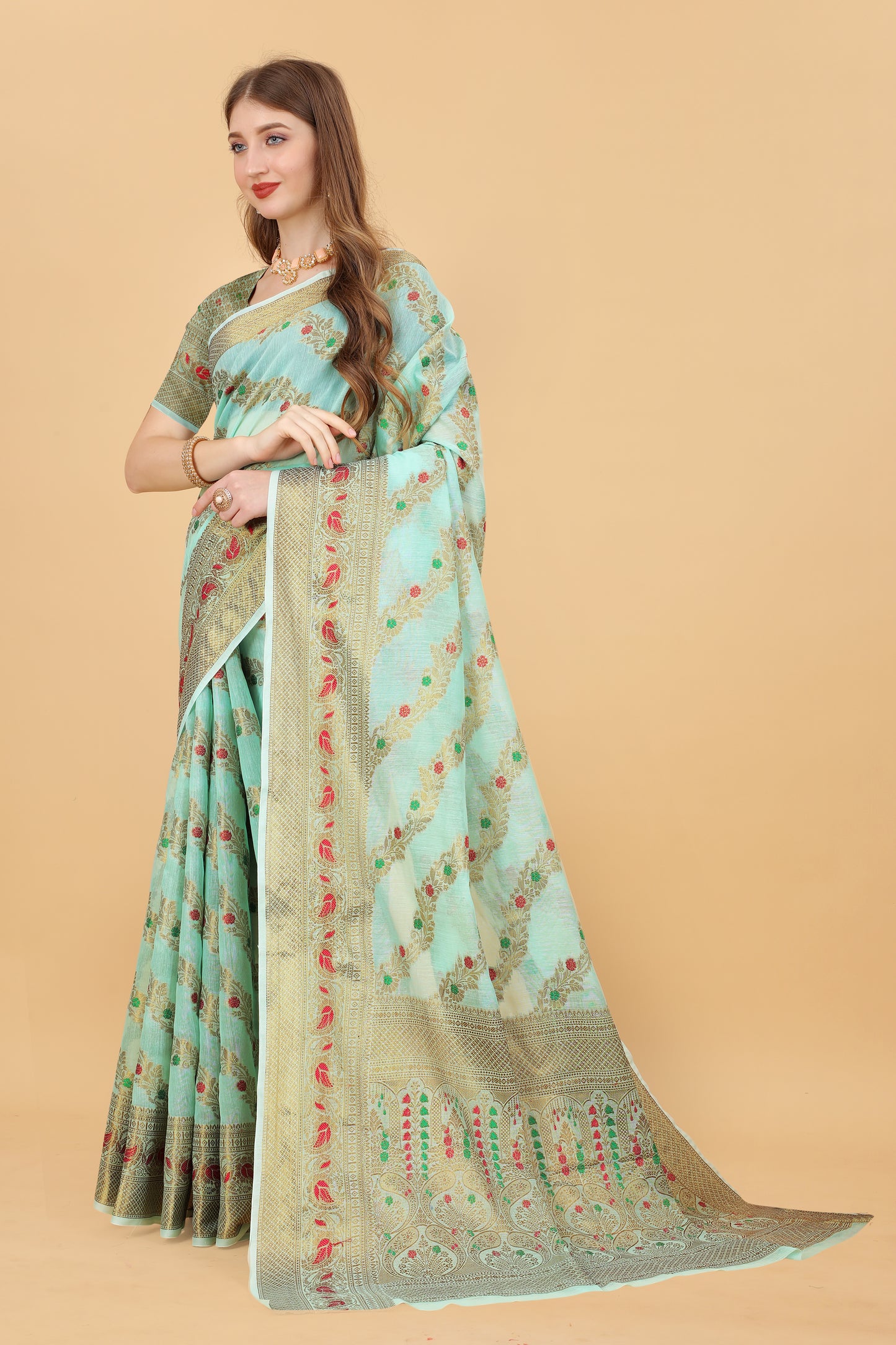 Soft cotton saree with zari weawing design and Rich Zari weawing Pallu with zari weawing border