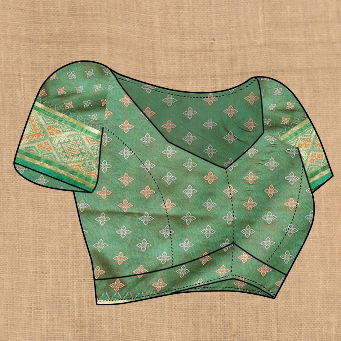 Purple & Green Color Women's Soft Patola Silk meenakari weawing motifs with Rich Zari Pallu and contrast border with Tessels.