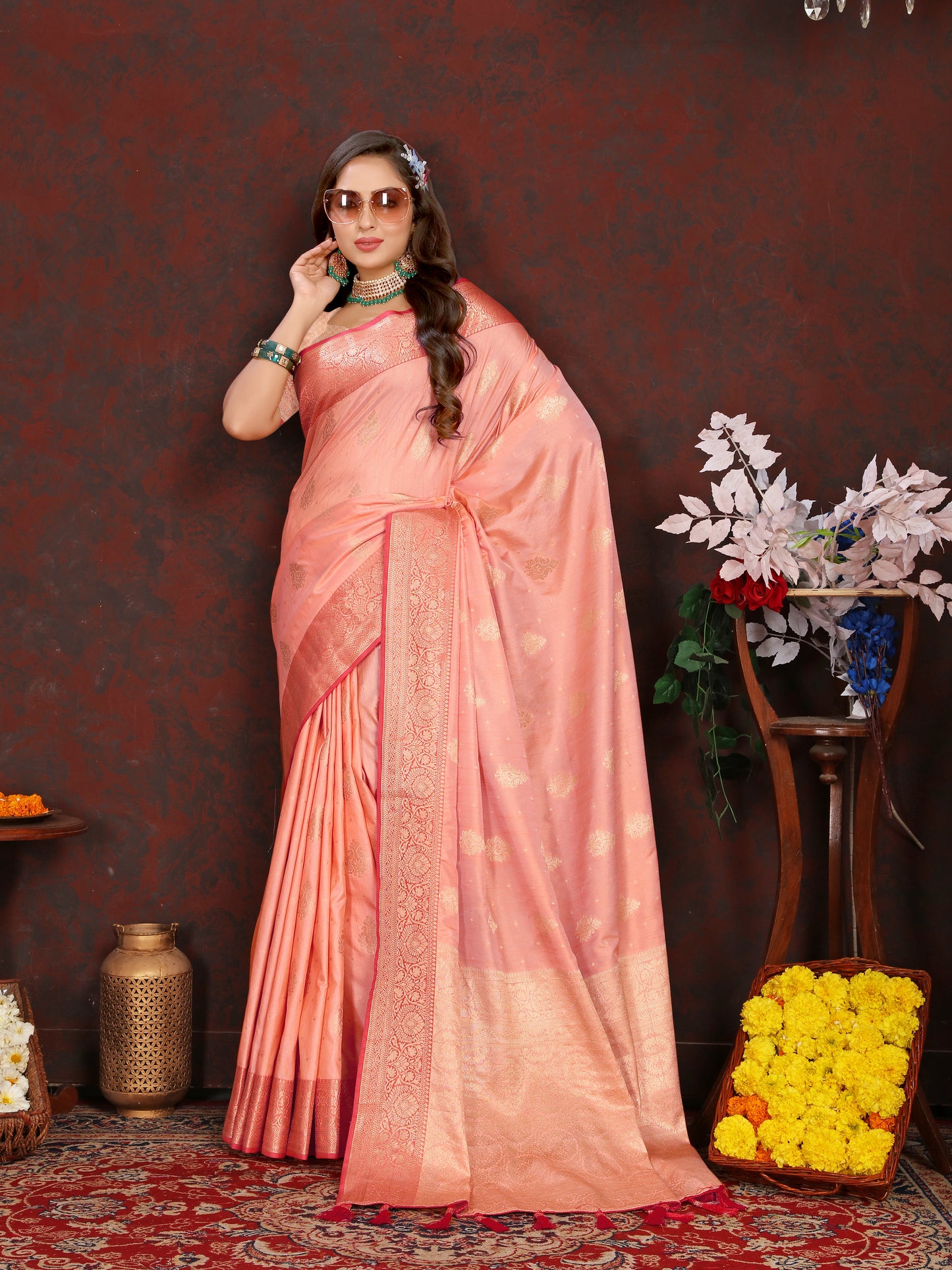 Soft Katan Silk Saree with Zari Weaving Design