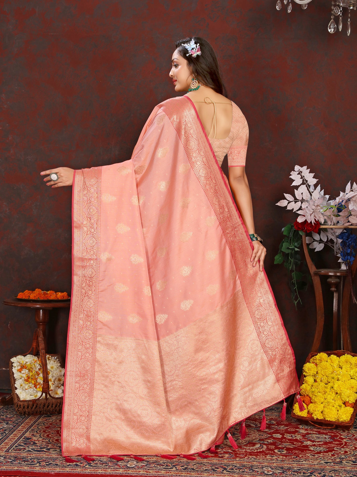 Soft Katan Silk Saree with Zari Weaving Design