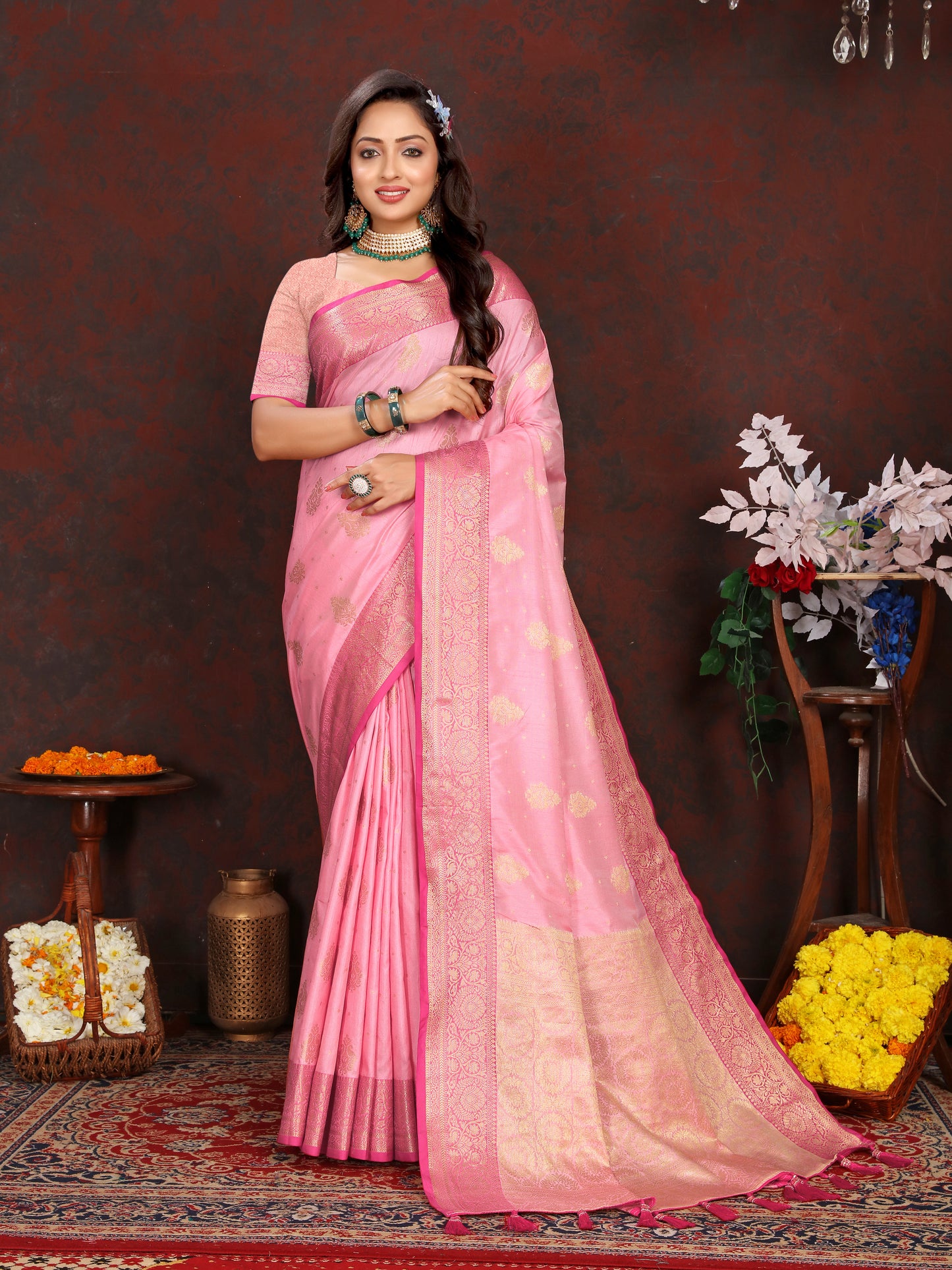 Soft Katan Silk Saree with Zari Weaving Design