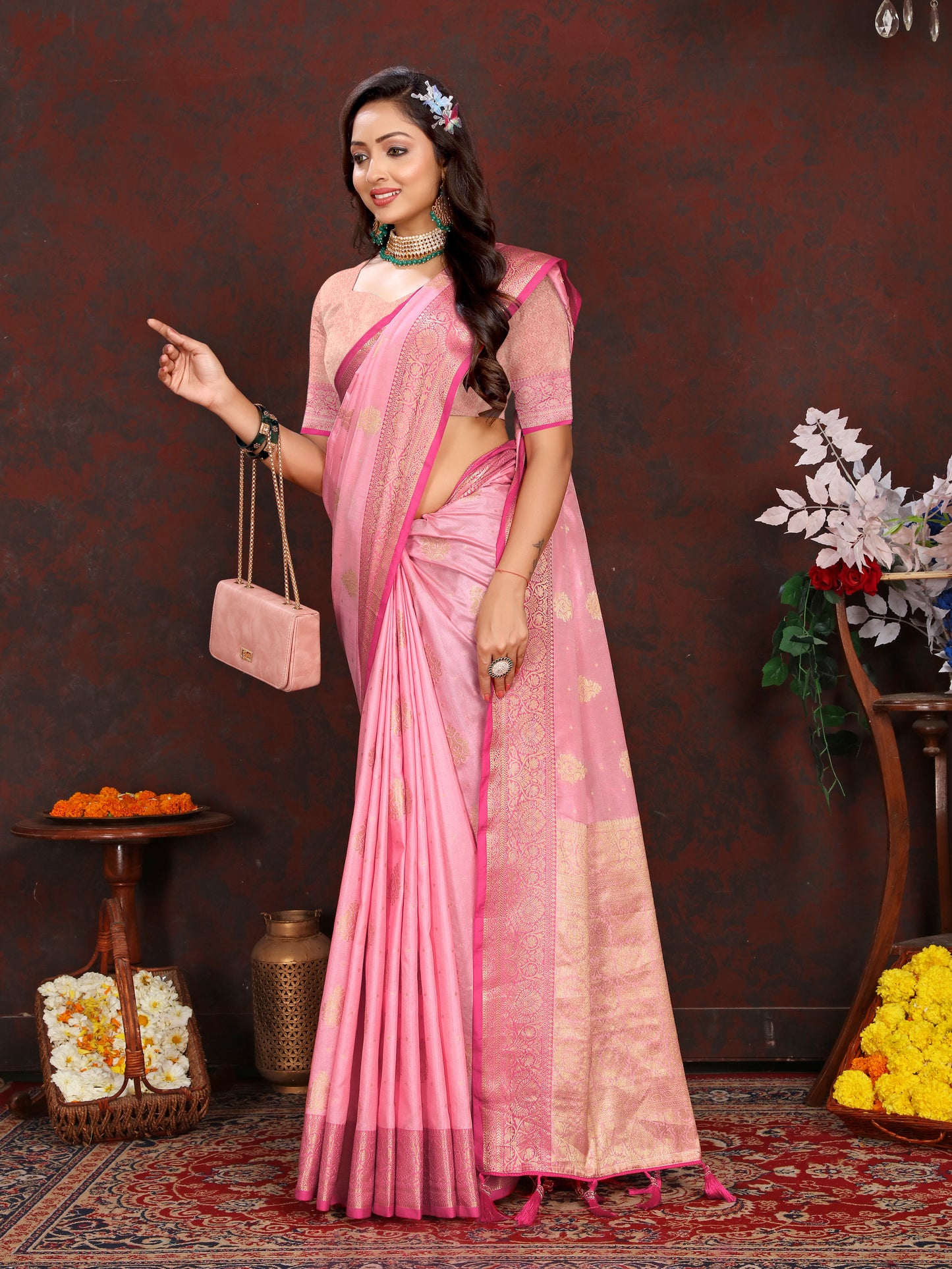 Soft Katan Silk Saree with Zari Weaving Design