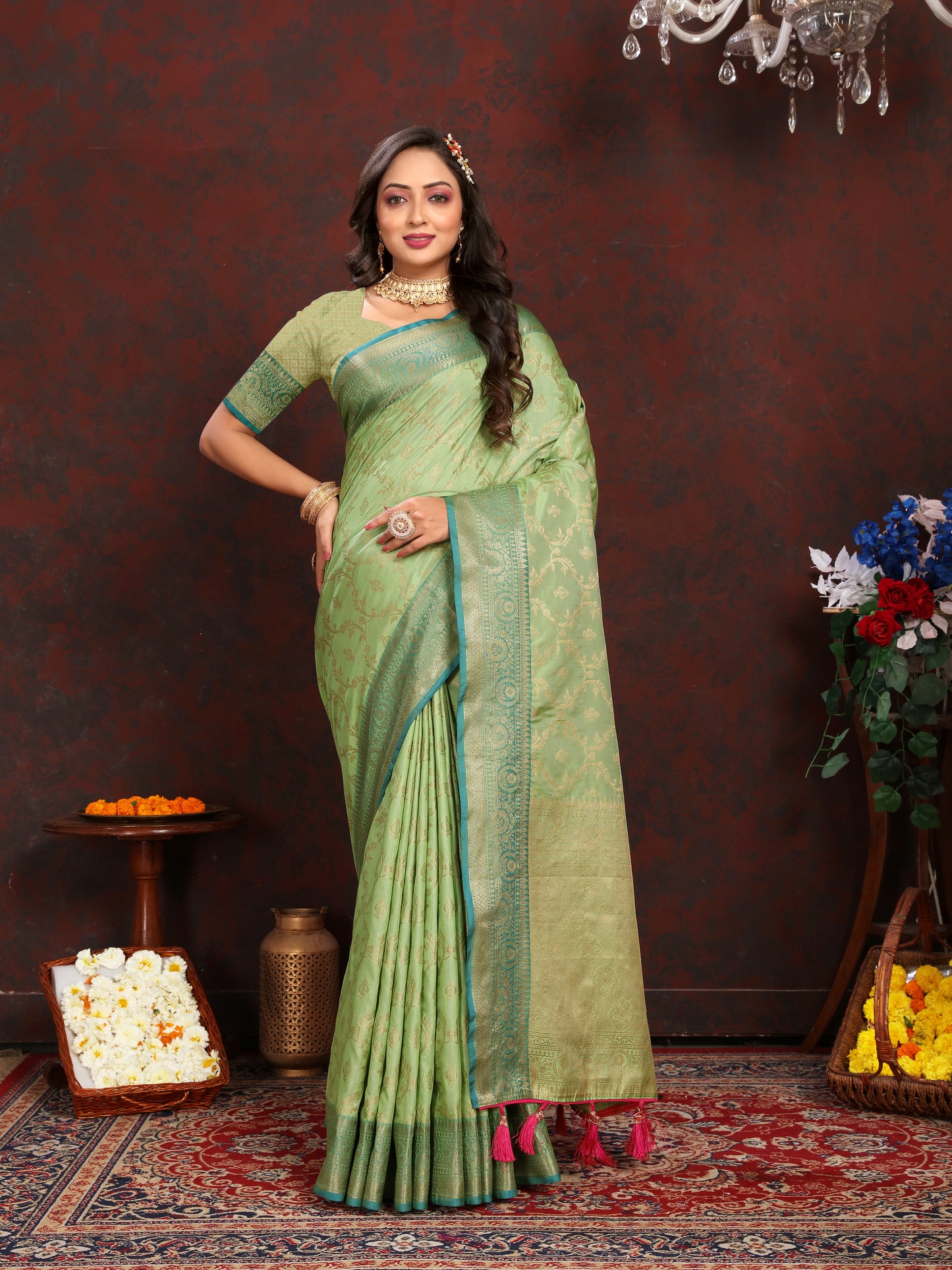 Soft Katan Silk Saree with Zari Weaving Design