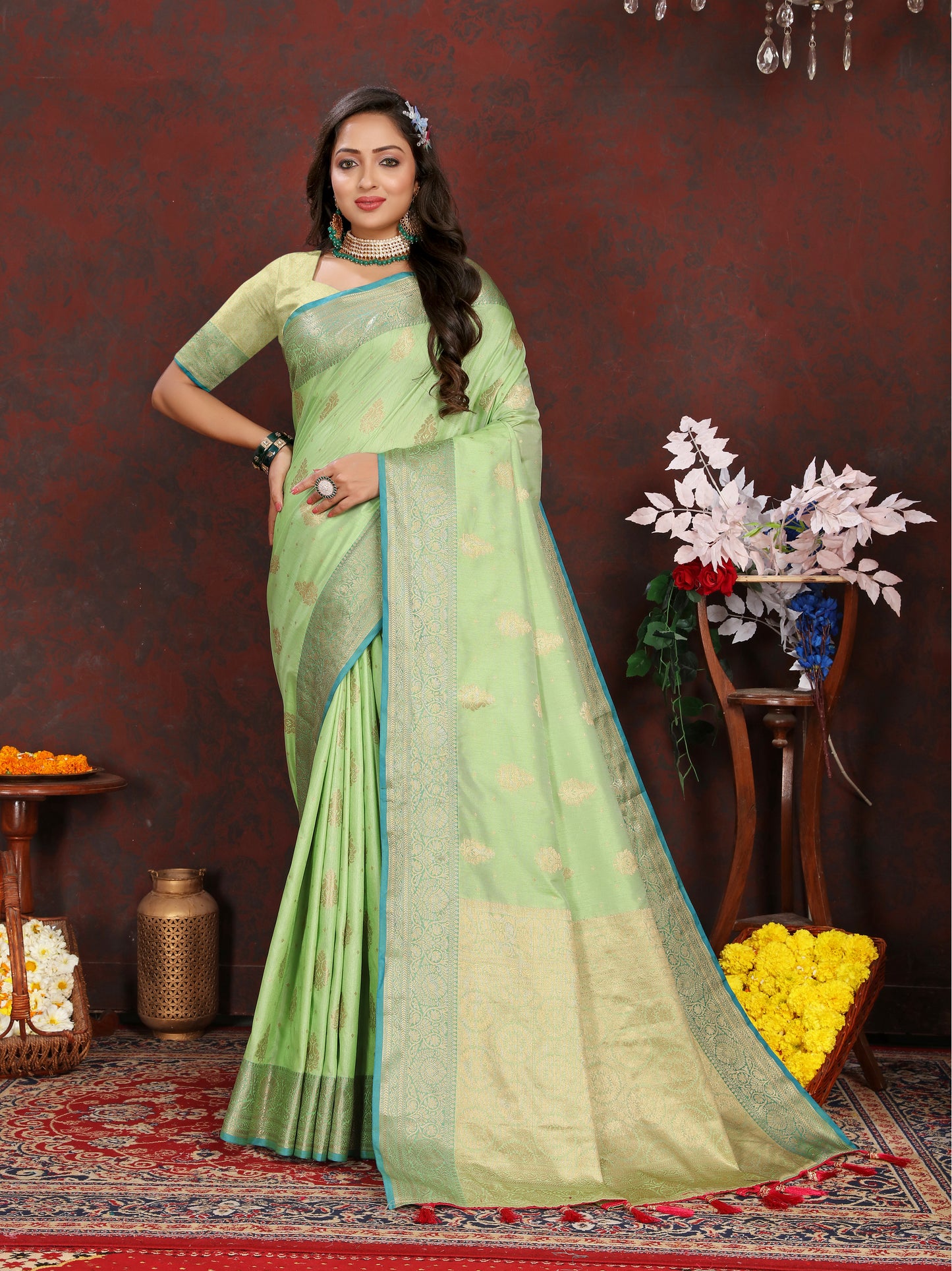Soft Katan Silk Saree with Zari Weaving Design
