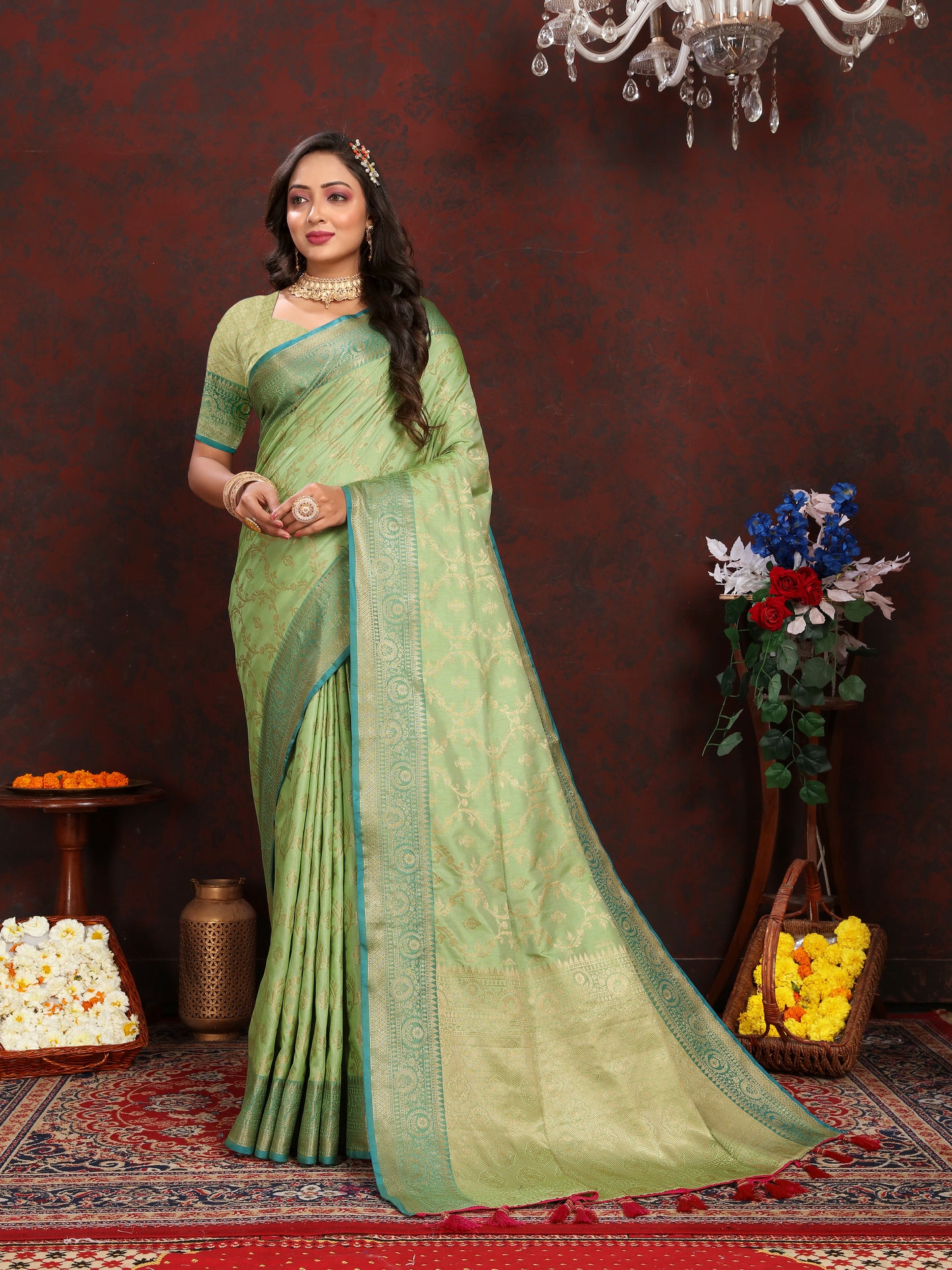 Soft Katan Silk Saree with Zari Weaving Design