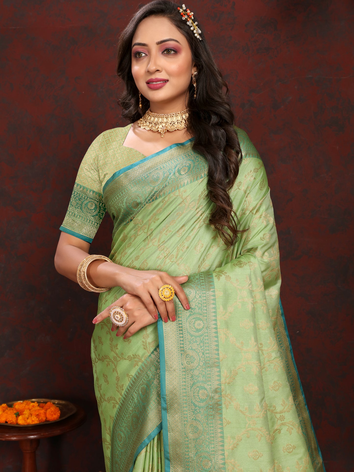Soft Katan Silk Saree with Zari Weaving Design