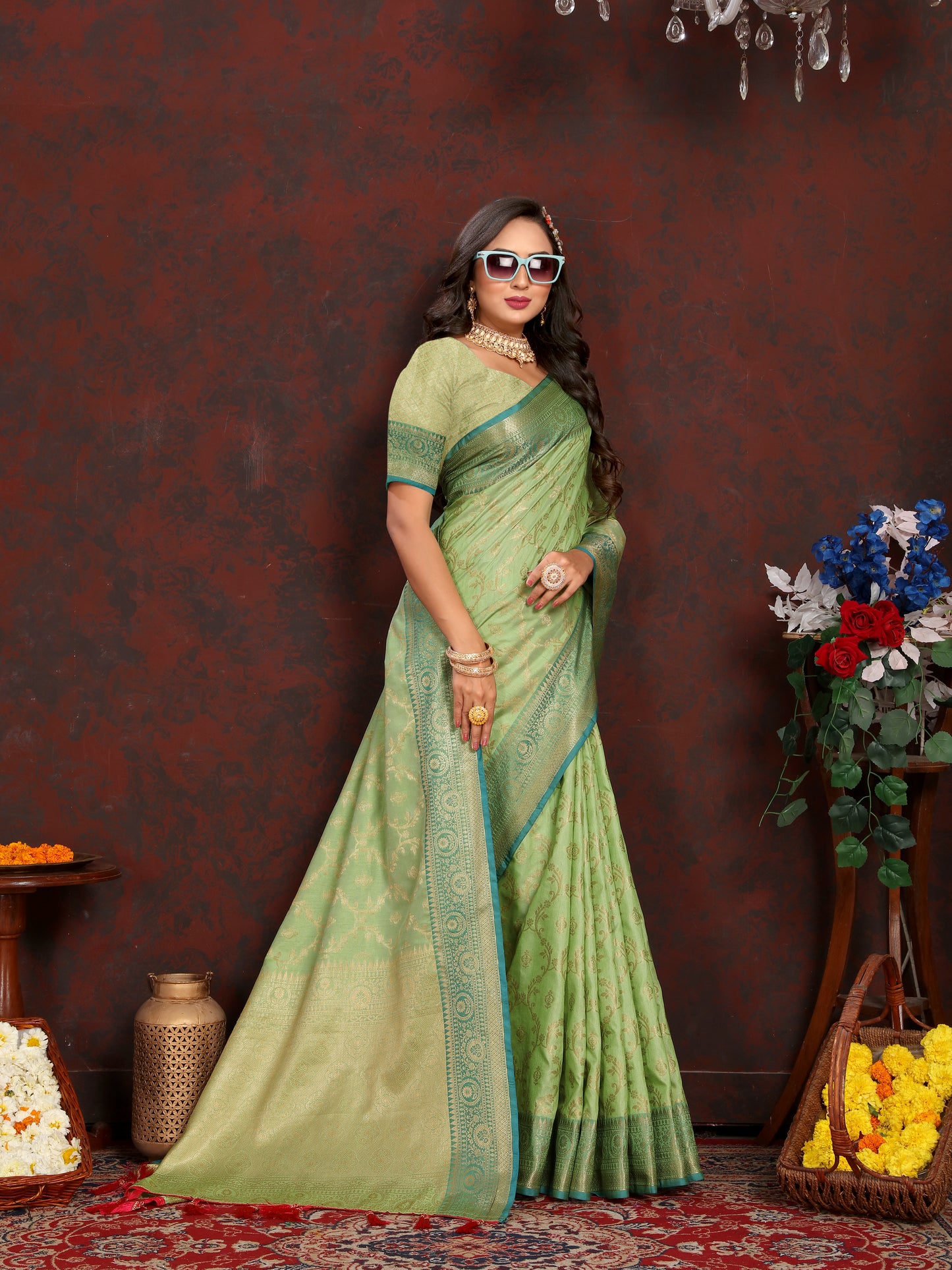 Soft Katan Silk Saree with Zari Weaving Design