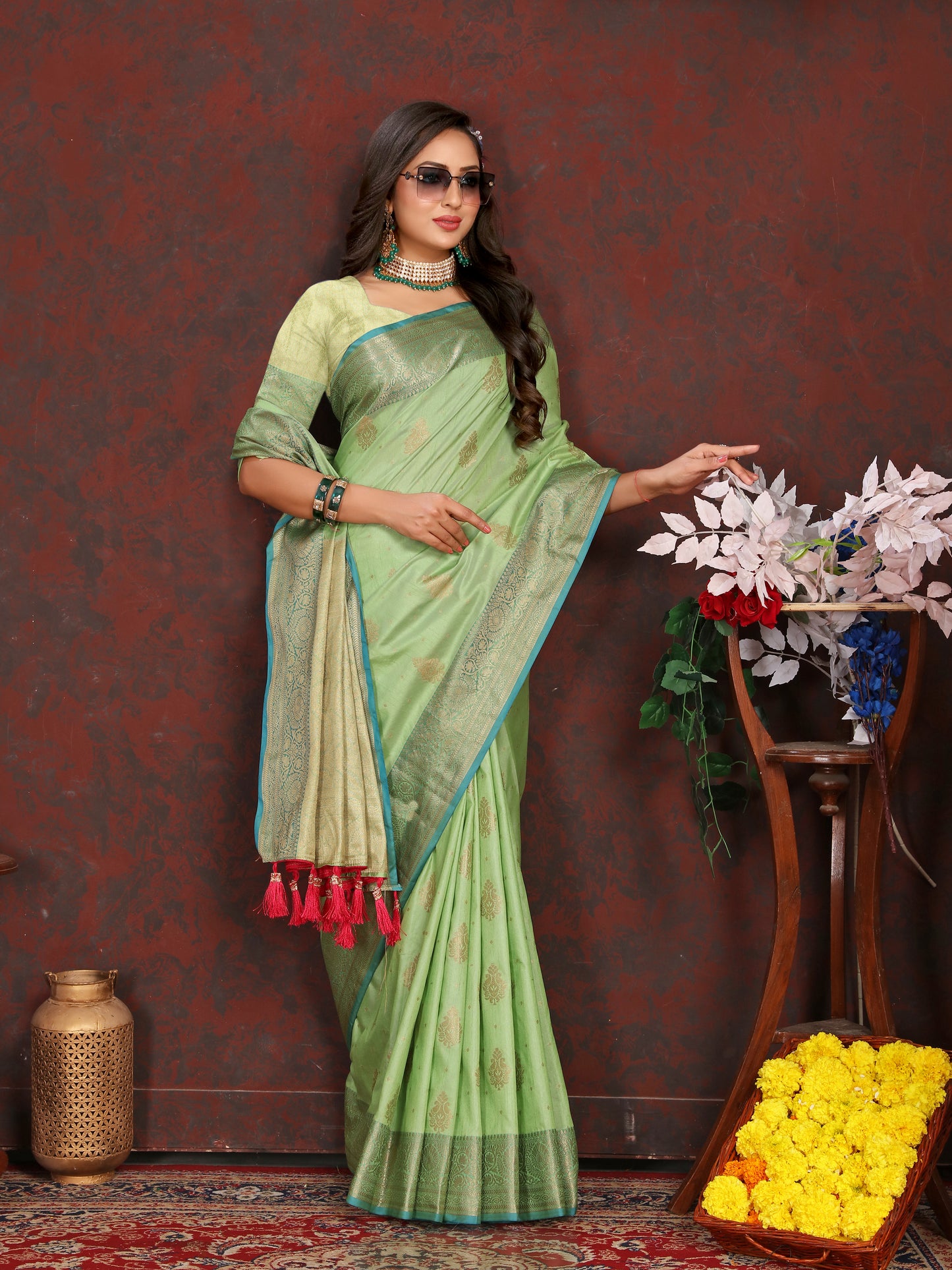Soft Katan Silk Saree with Zari Weaving Design