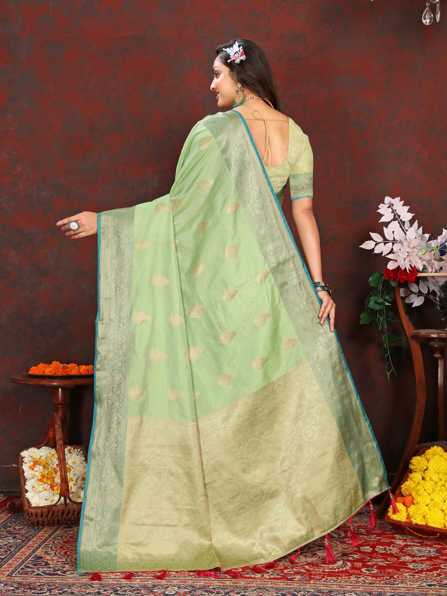 Soft Katan Silk Saree with Zari Weaving Design