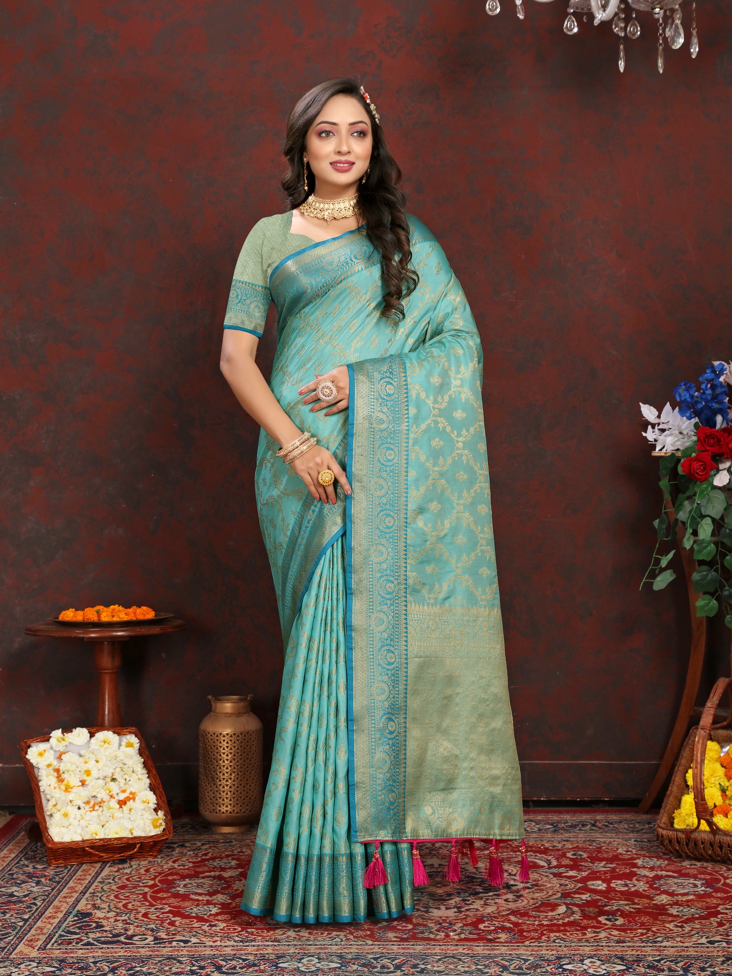 Soft Katan Silk Saree with Zari Weaving Design