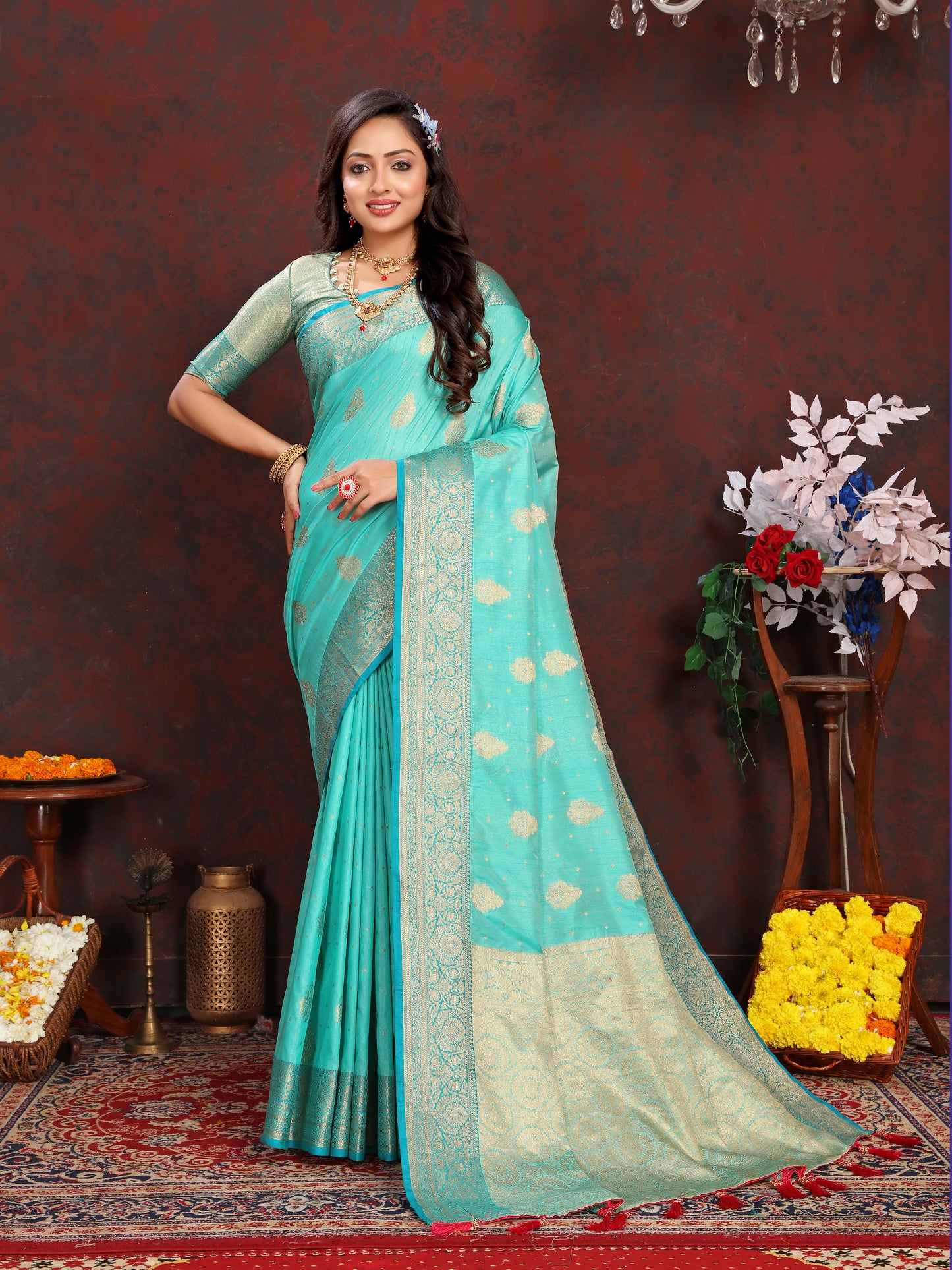 Soft Katan Silk Saree with Zari Weaving Design