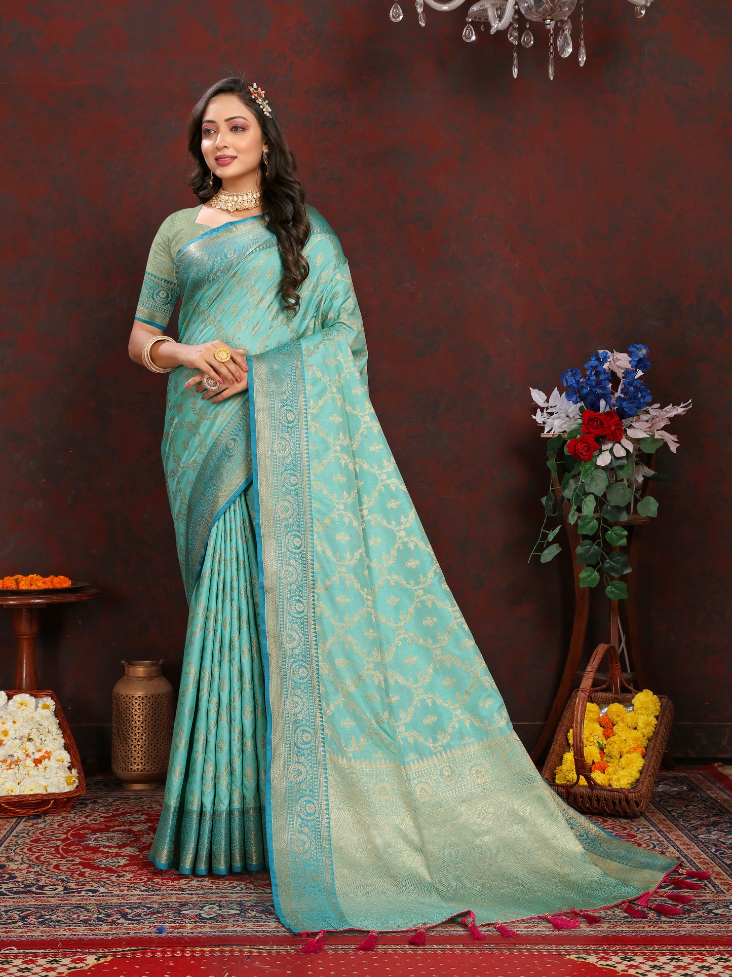 Soft Katan Silk Saree with Zari Weaving Design