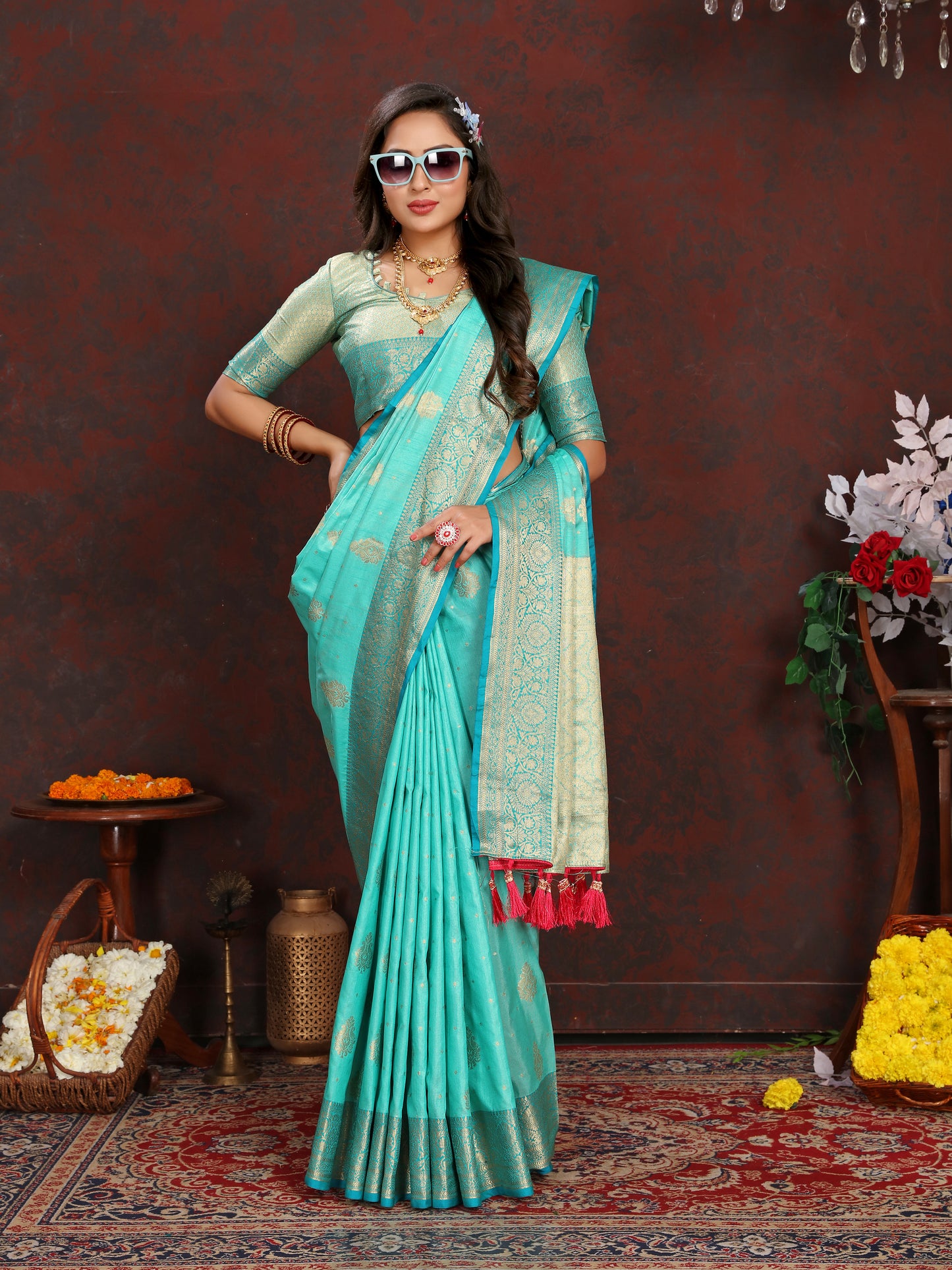 Soft Katan Silk Saree with Zari Weaving Design