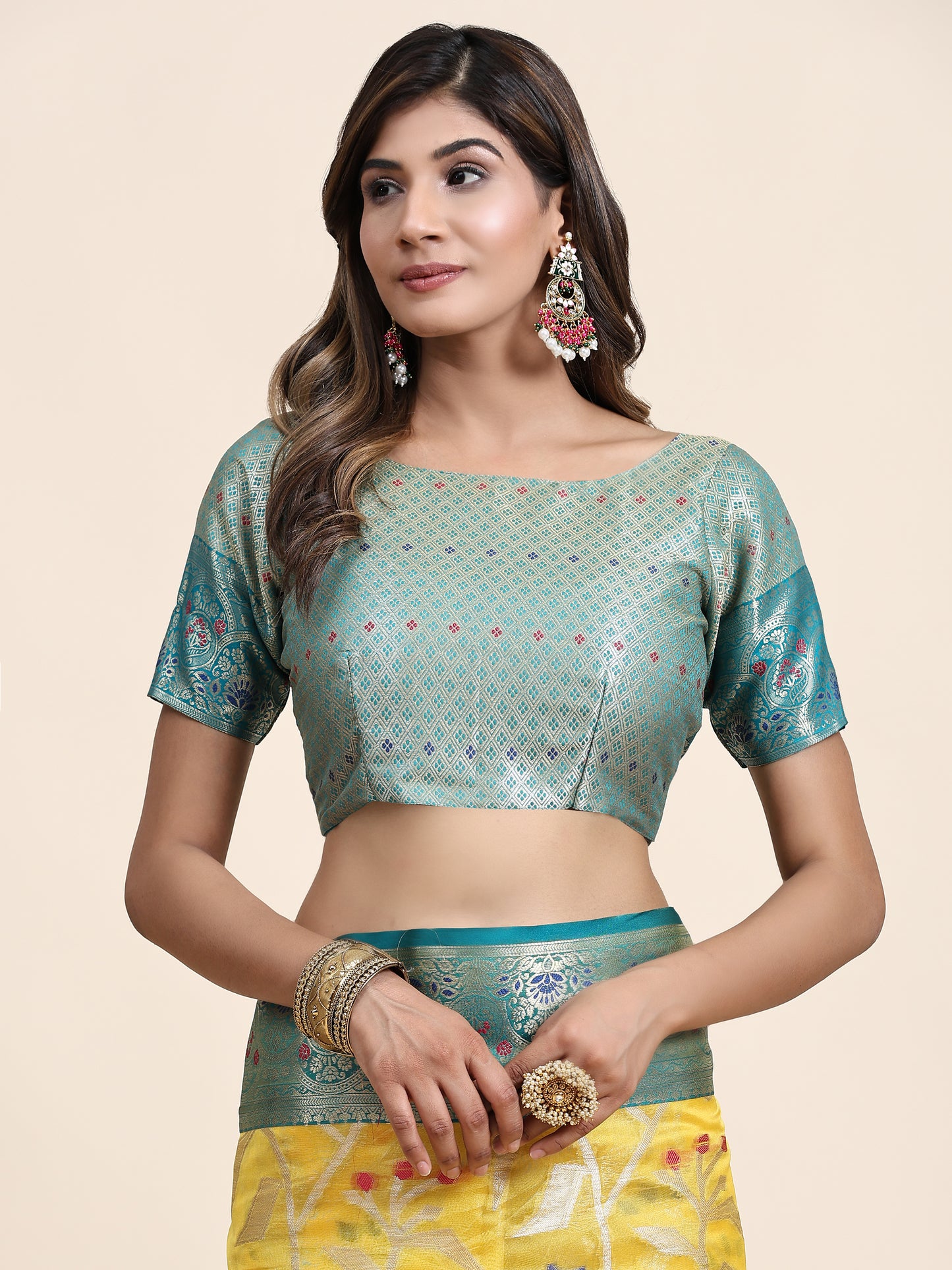 Soft Organza Silk saree with Meenakari weawing design and Rich Zari weawing Pallu with zari weawing border