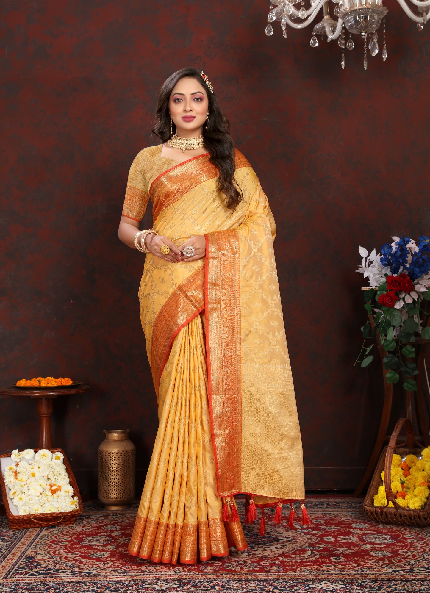 Soft Katan Silk Saree with Zari Weaving Design