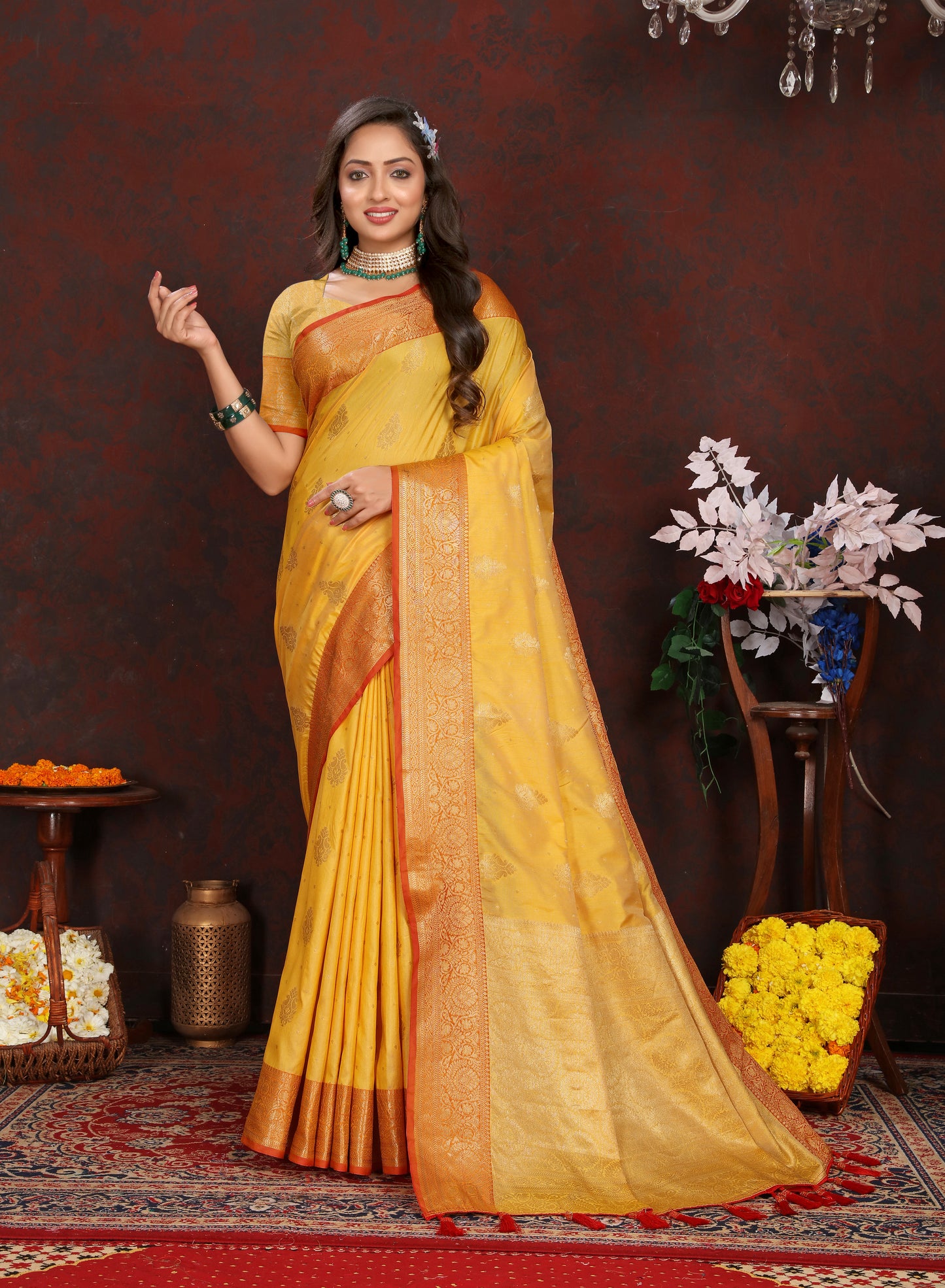 Soft Katan Silk Saree with Zari Weaving Design