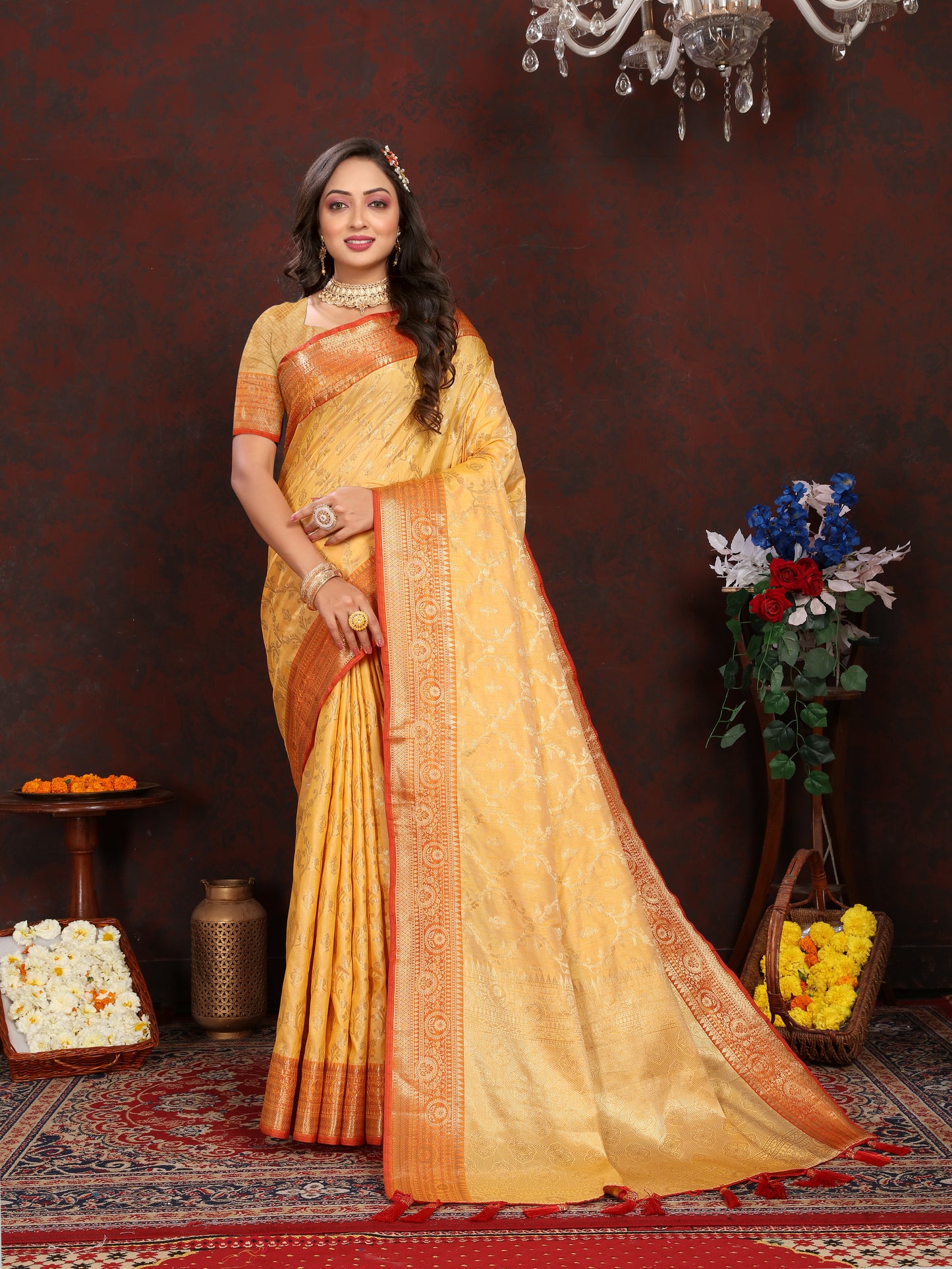 Soft Katan Silk Saree with Zari Weaving Design